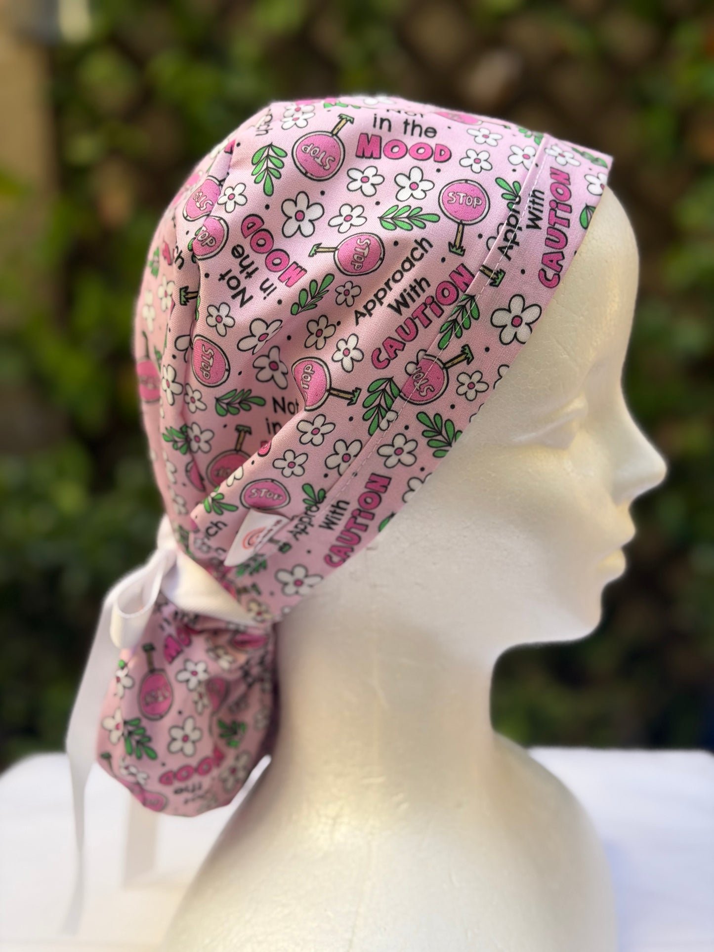 Approach with Caution Ponytail Scrub Cap