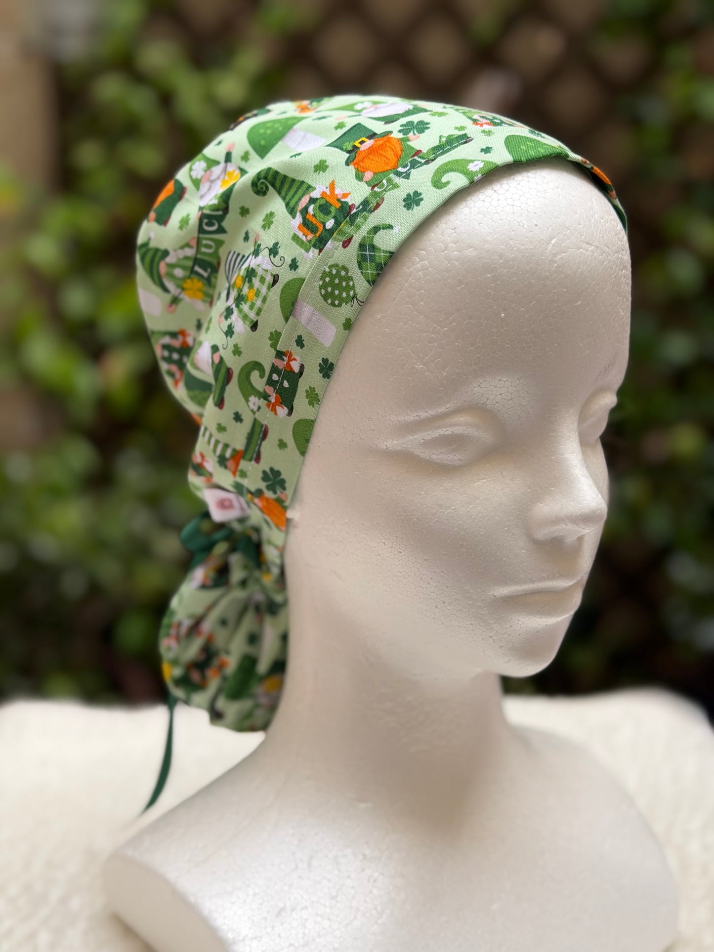 St. Patrick’s Gnomes Ponytail Scrub Cap