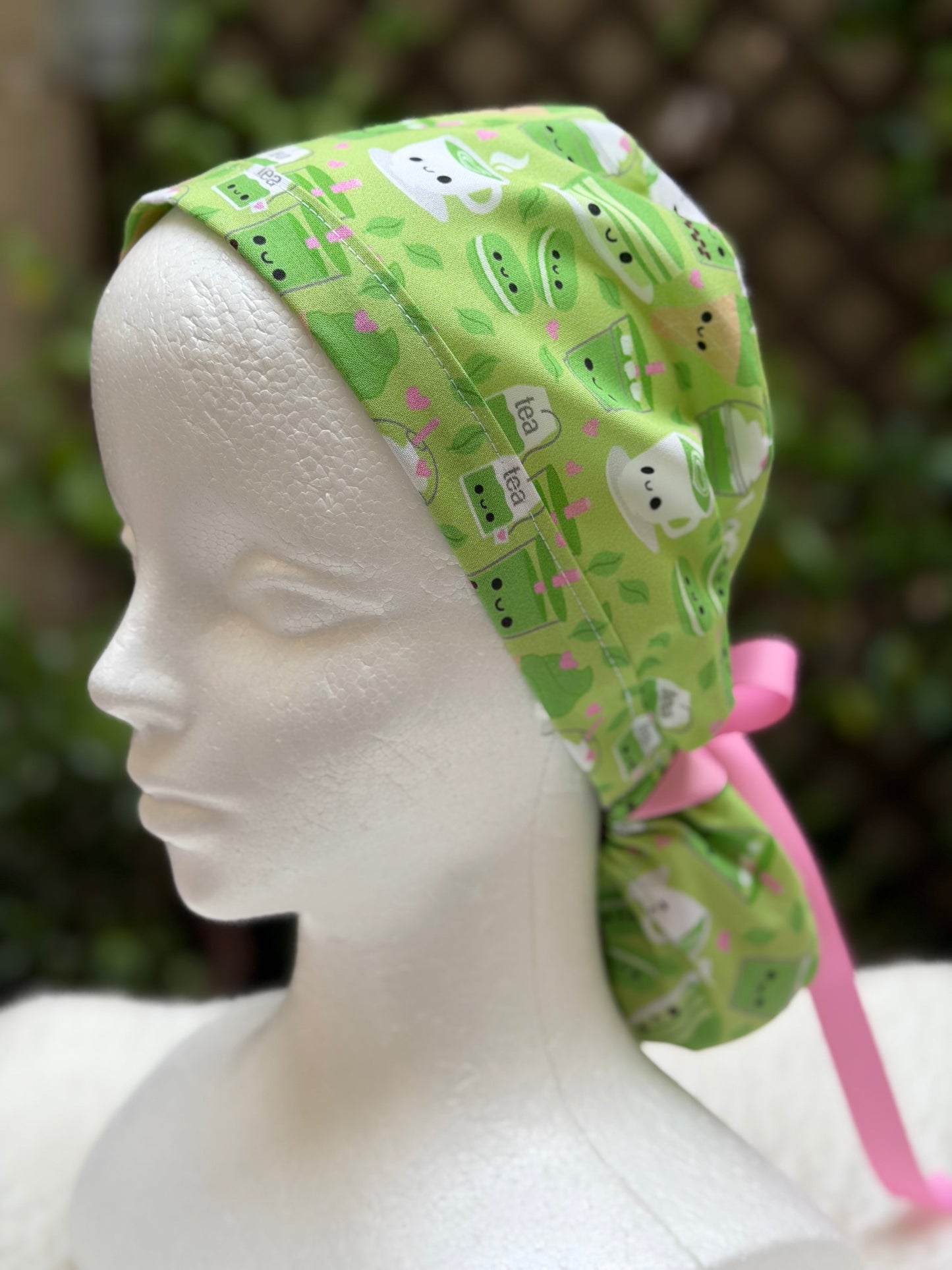 Matcha Green Tea Ponytail Scrub Cap
