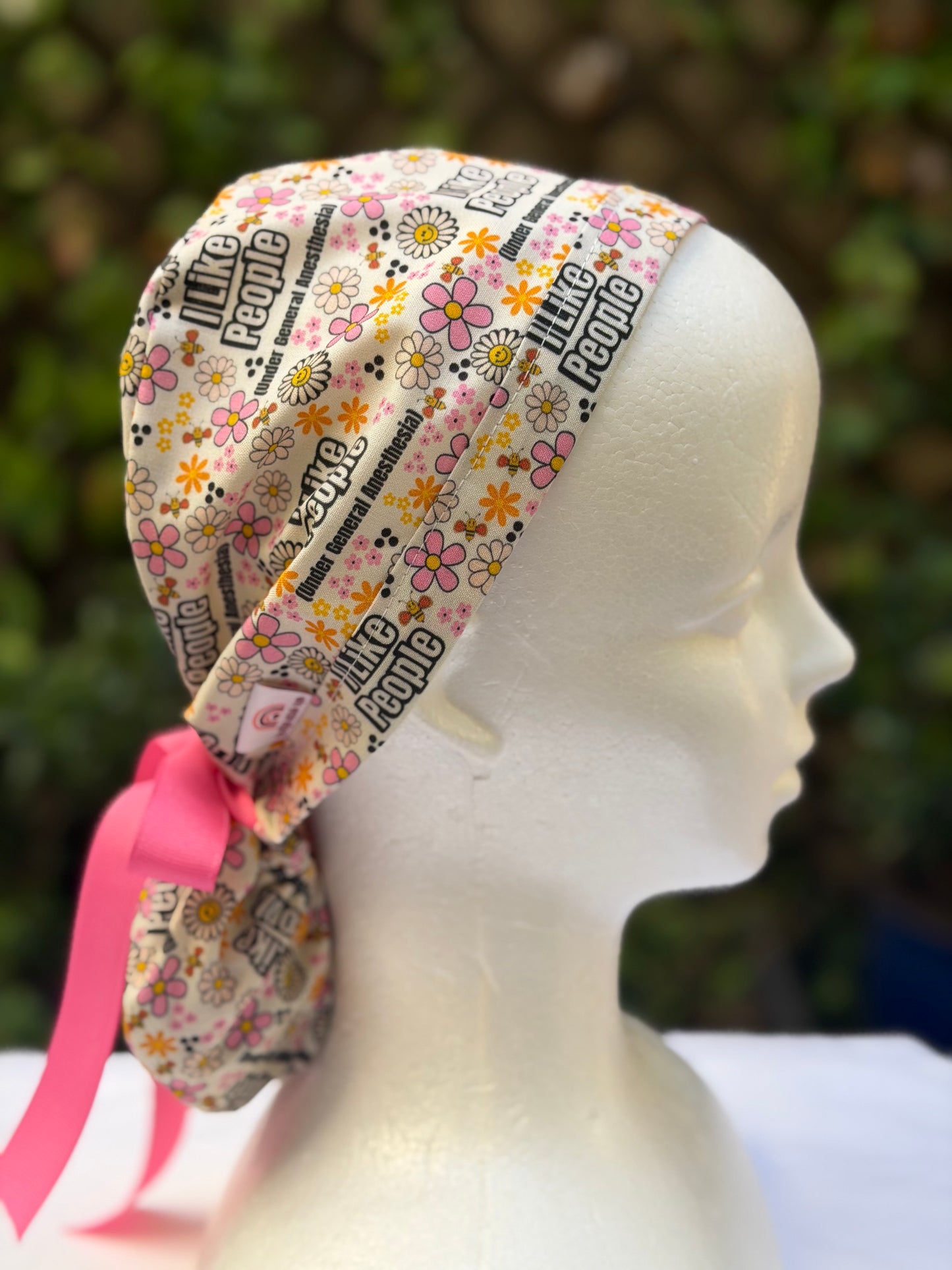 I like people Ponytail Scrub Cap