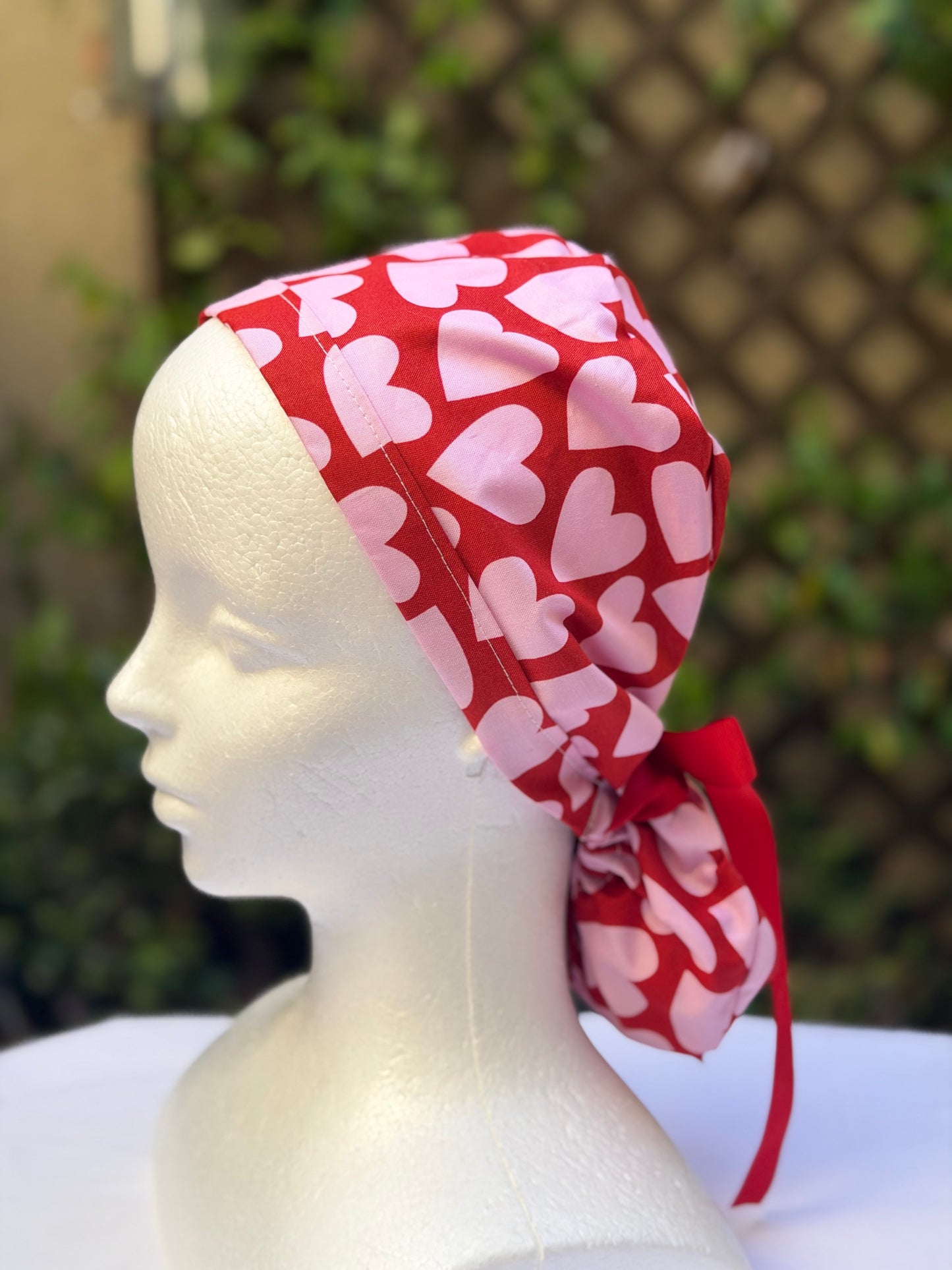 Hearts Valentines scrub cap