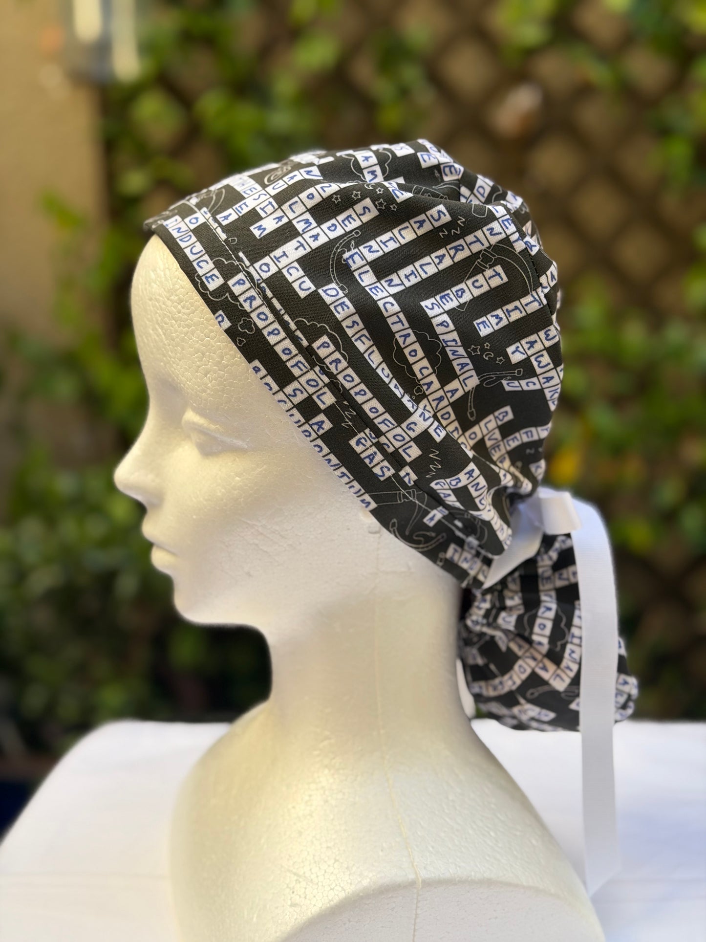 Anesthesia puzzle Ponytail Scrub Cap