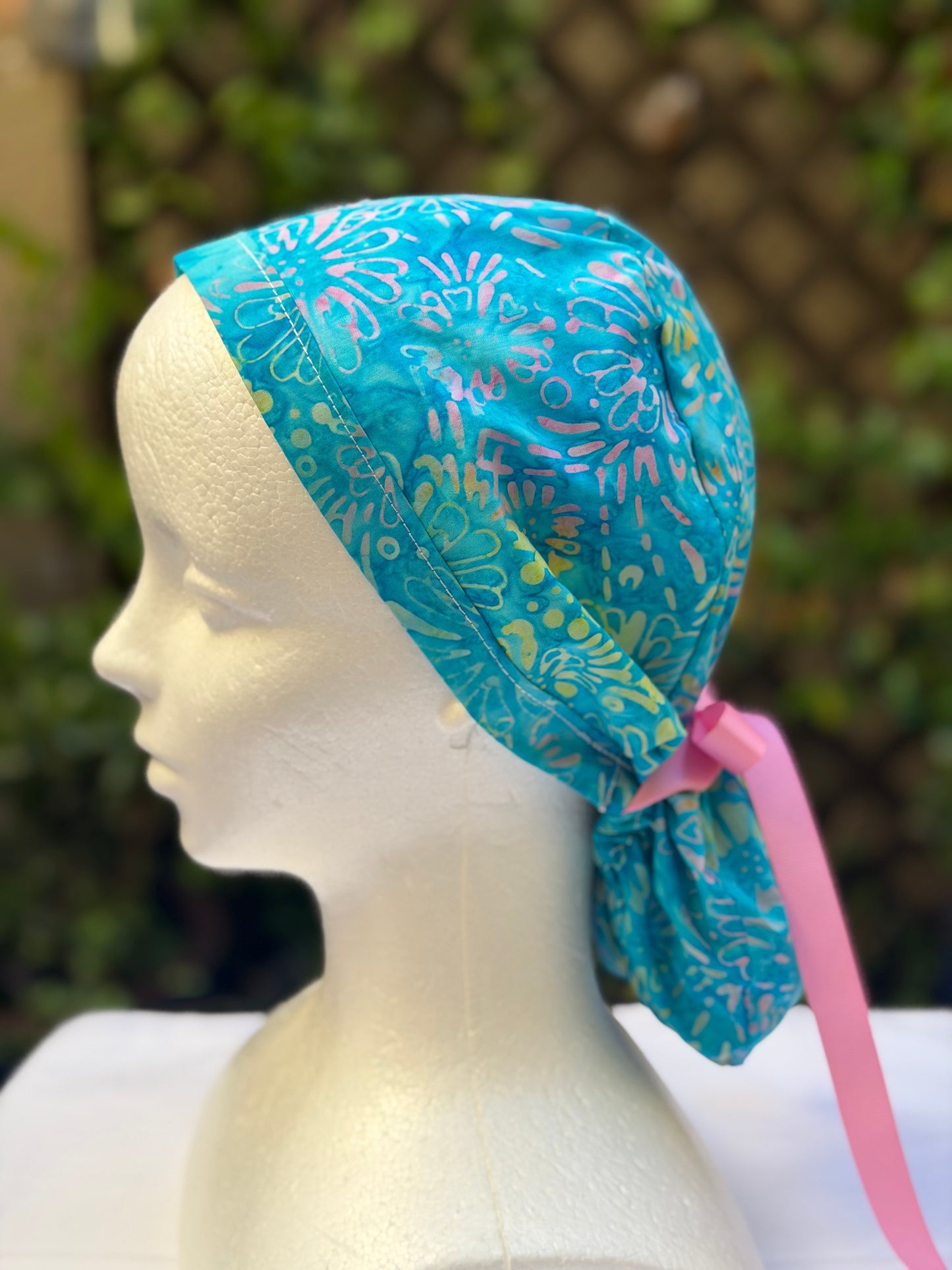 Batik Ponytail Scrub Cap