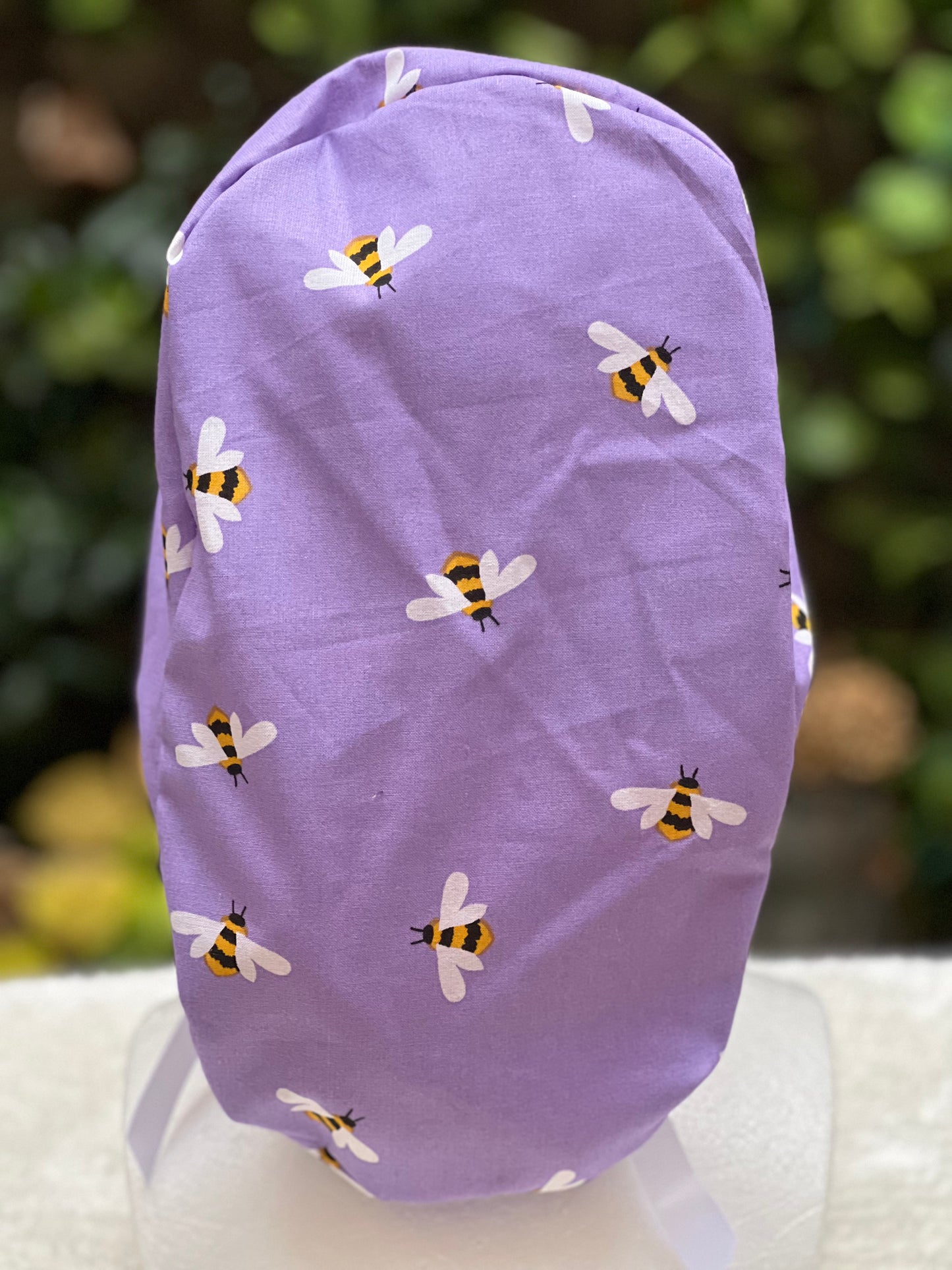 Purple Bees Ponytail Scrub cap