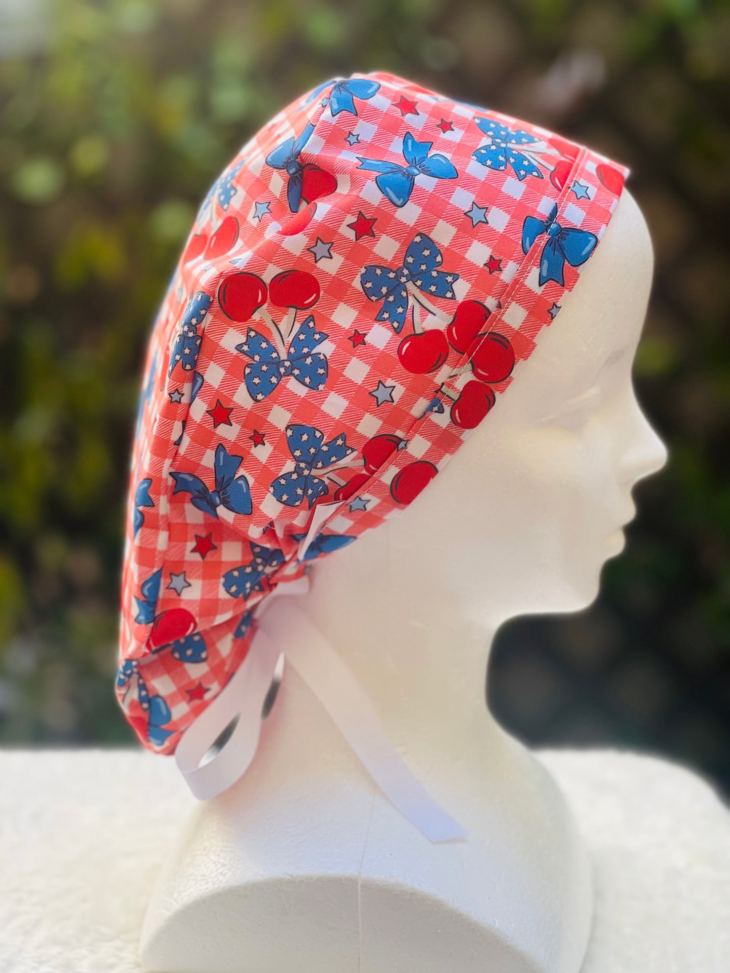 Red bow scrub Cap