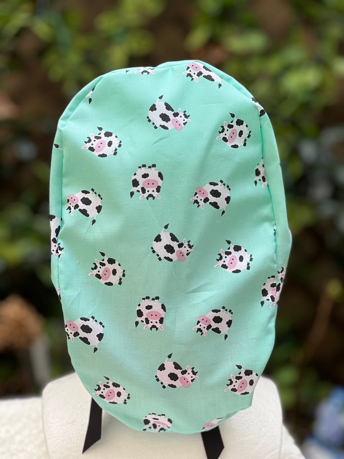 Cow Print Ponytail Scrub Cap