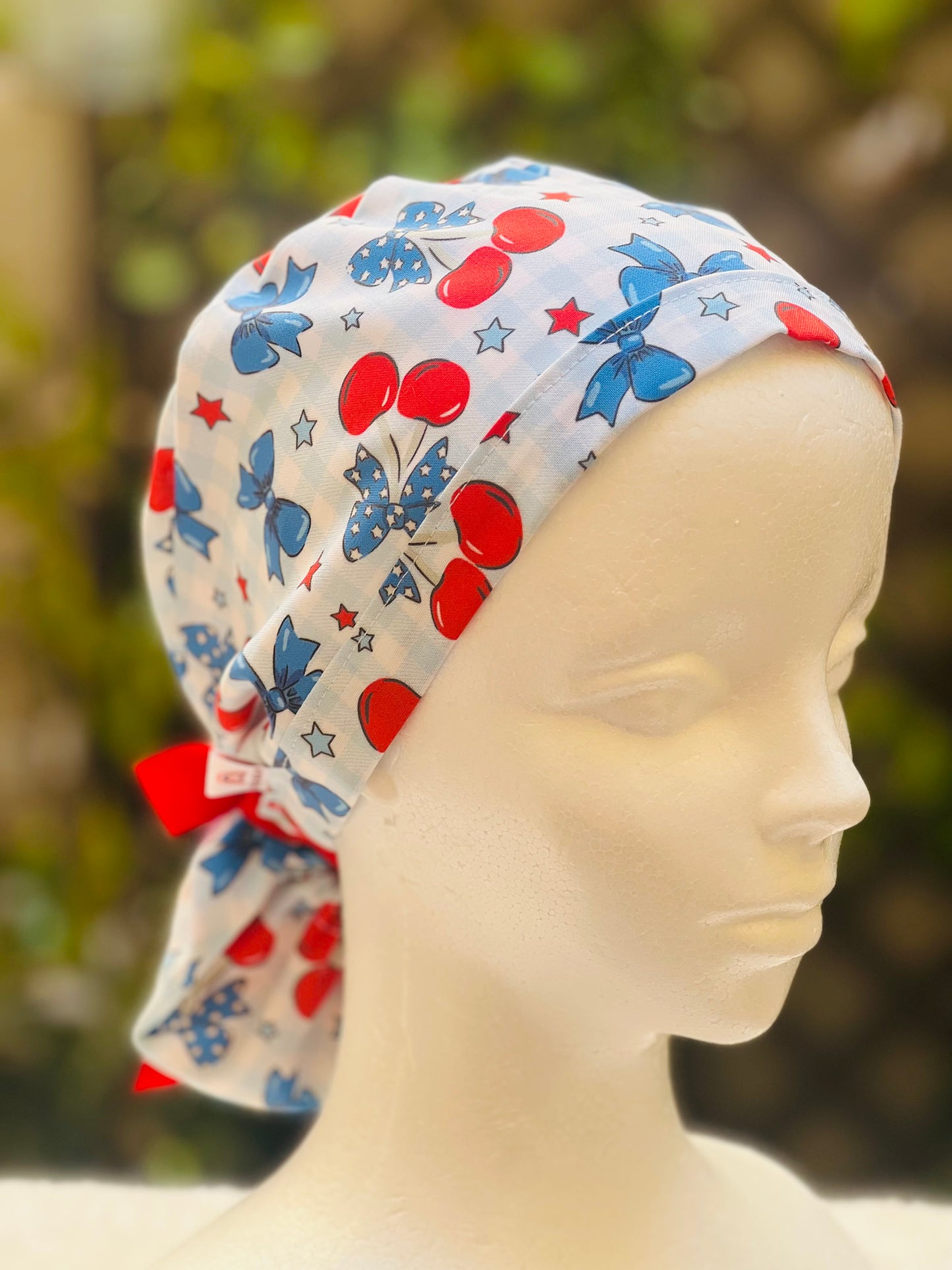 Blue bow scrub Cap