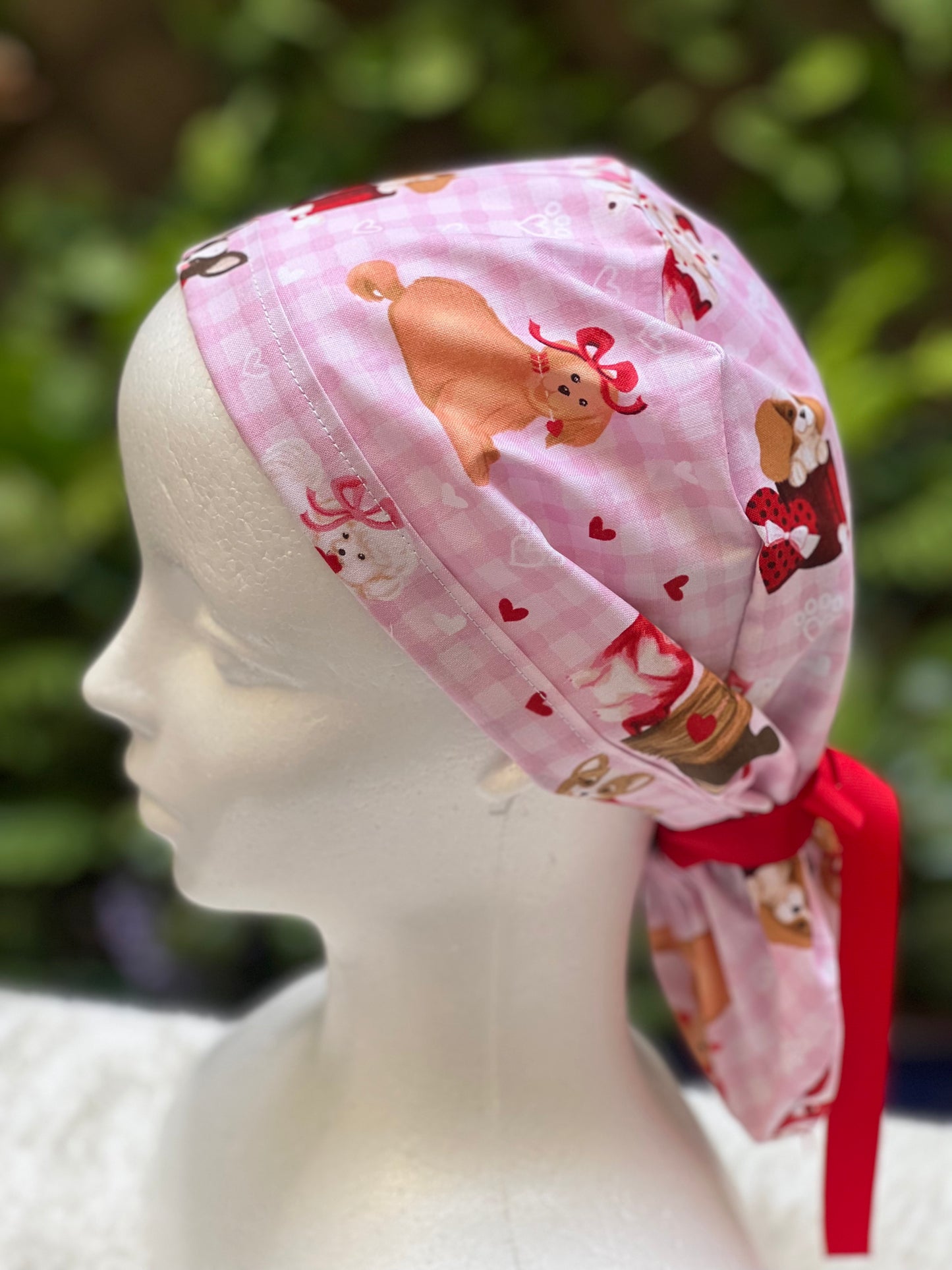 Cute puppy Valentines scrub cap