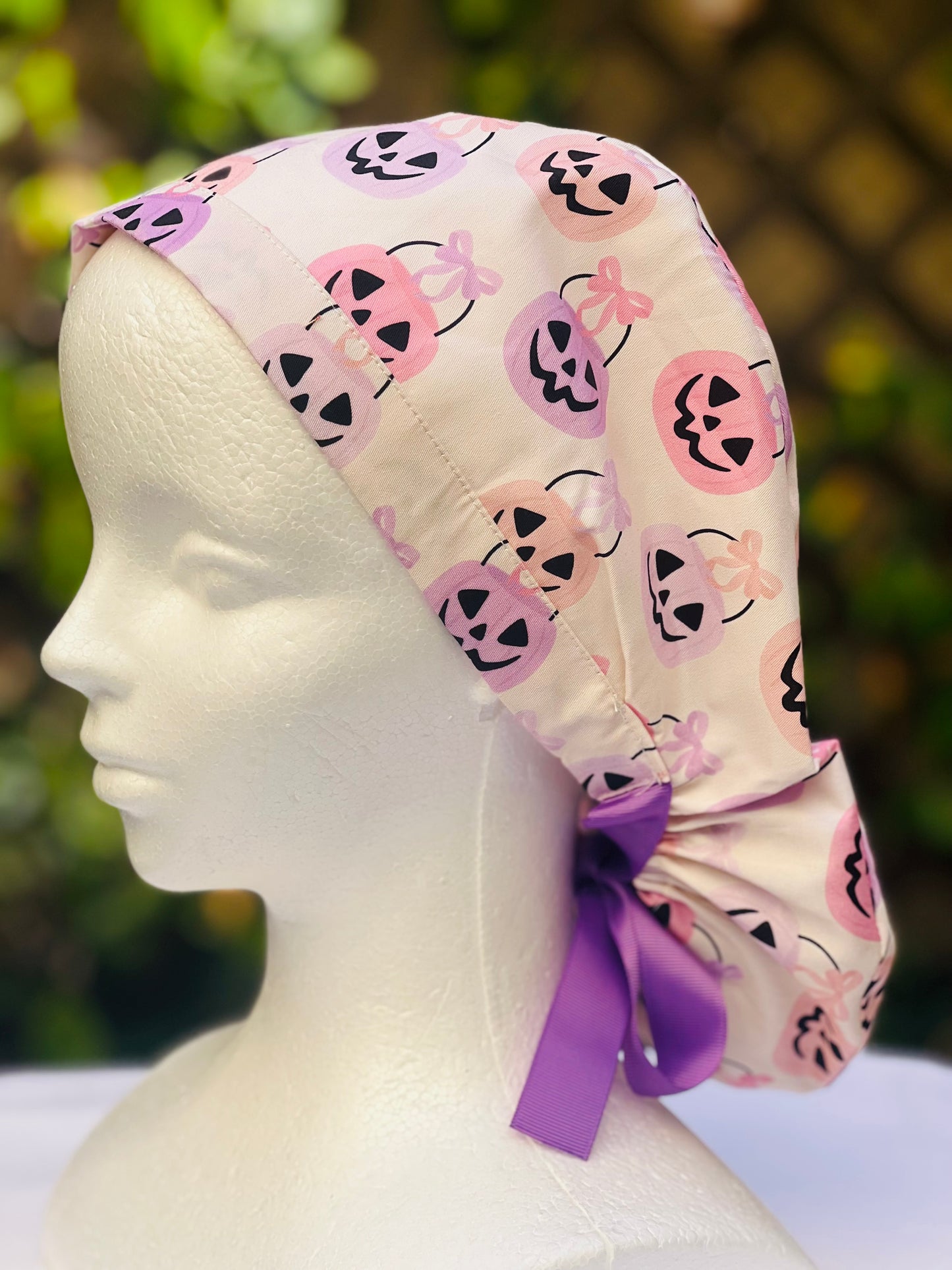 Trick or treat bag Ponytail Scrub Cap