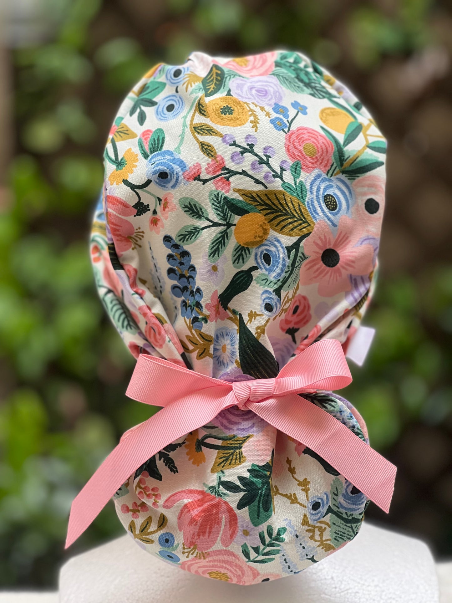 Lisette ponytail scrub cap, Ivory big