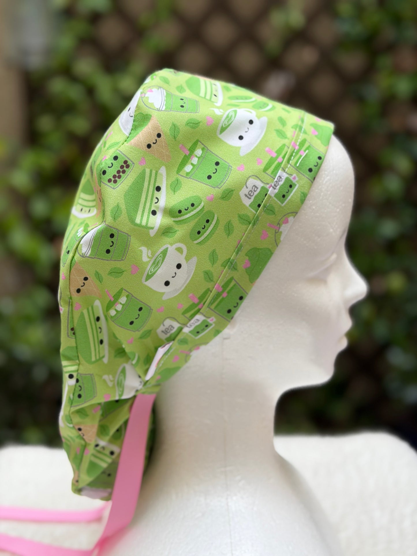 Matcha Green Tea Ponytail Scrub Cap