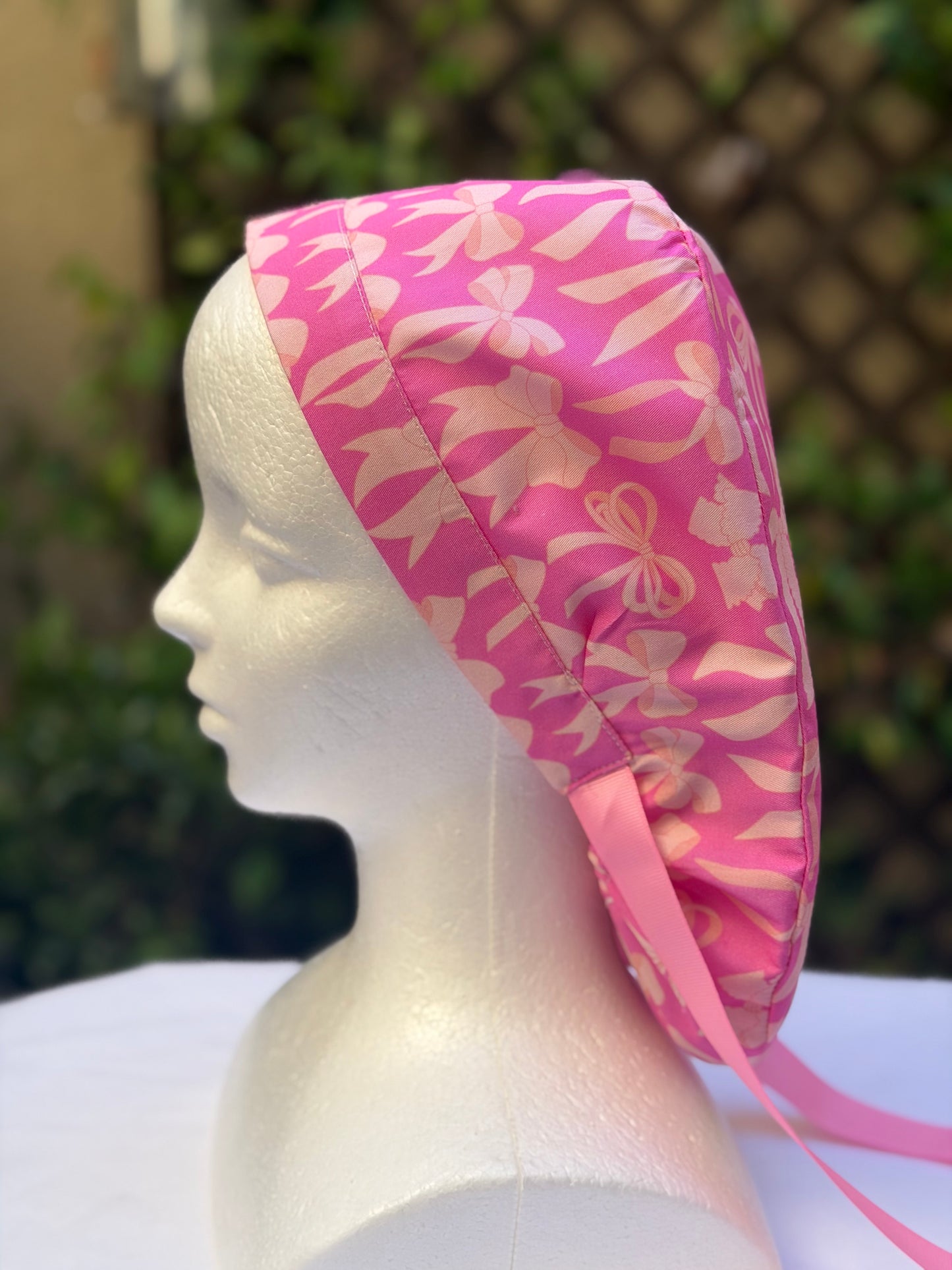 Hot pink  Ponytail Scrub Cap