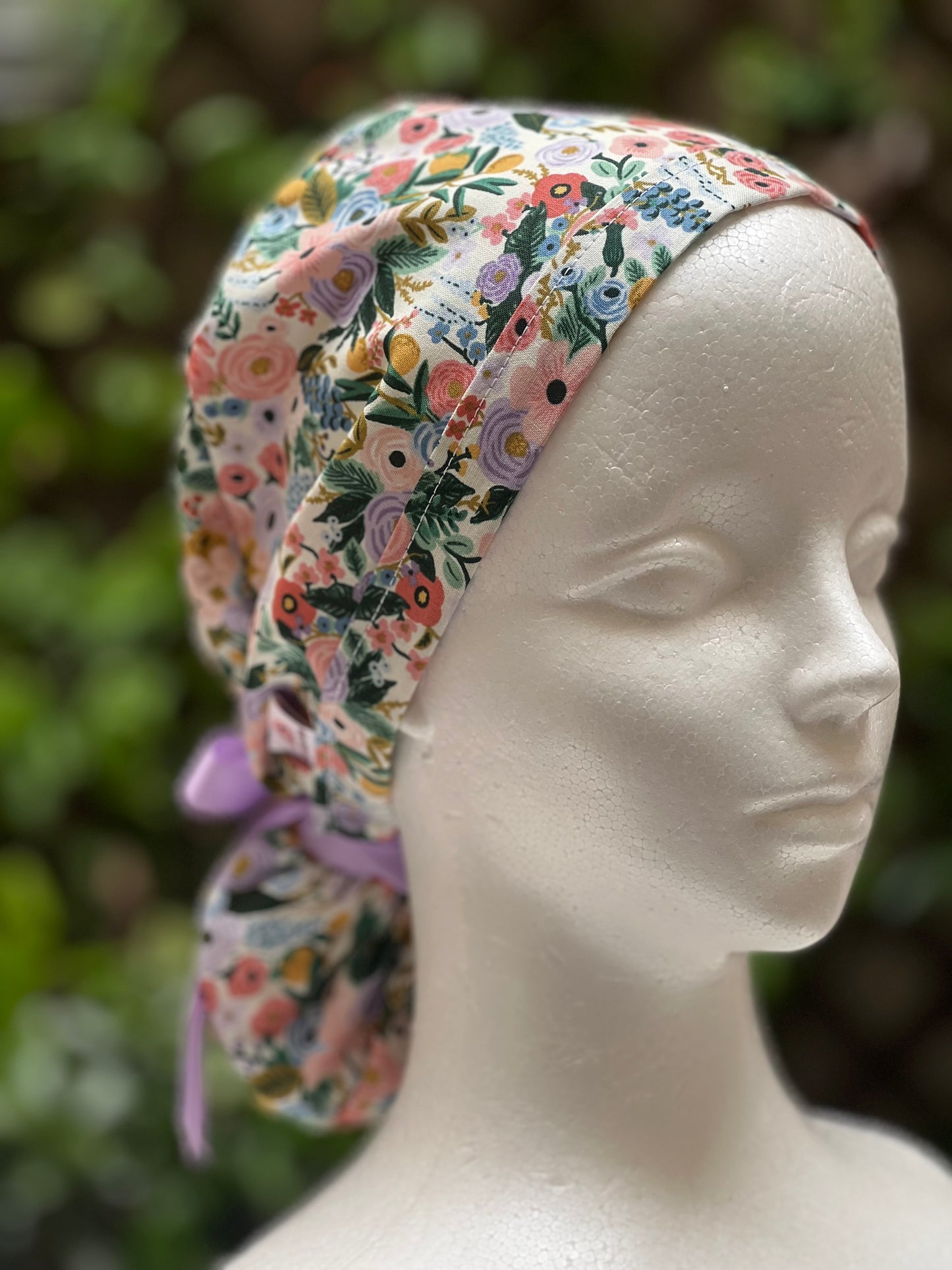 Bella ponytail scrub cap, Ivory small