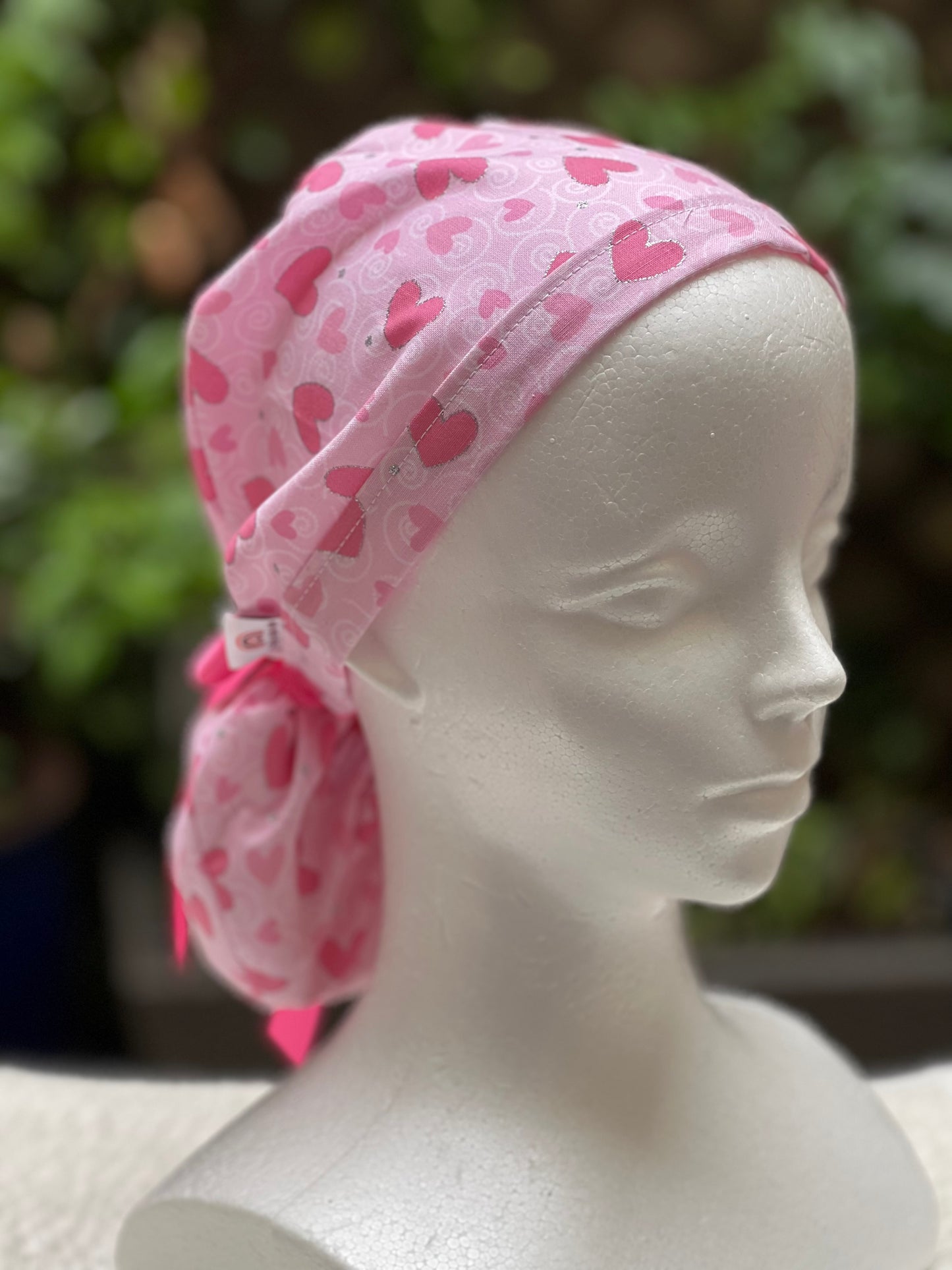 Pink Hearts Valentines scrub cap
