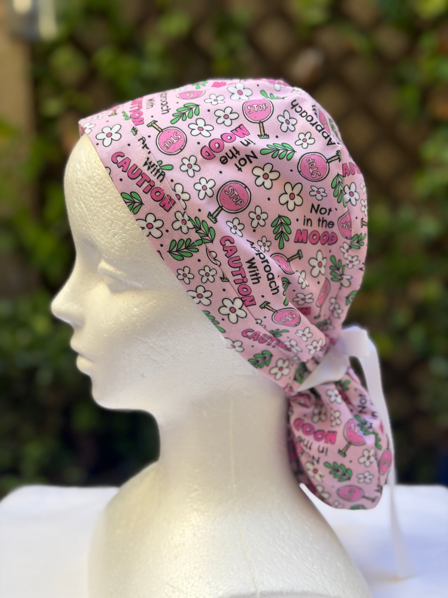 Approach with Caution Ponytail Scrub Cap