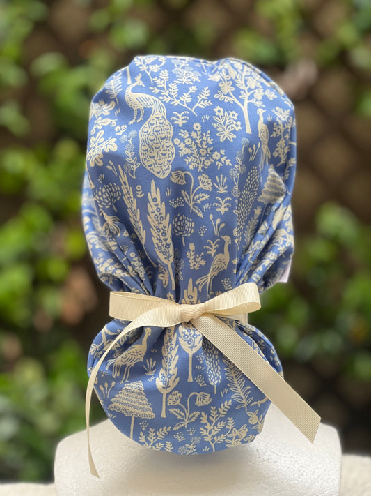Kara ponytail scrub cap, blue