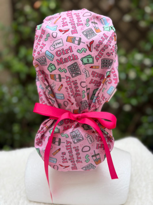 Girl Math Ponytail Scrub Cap