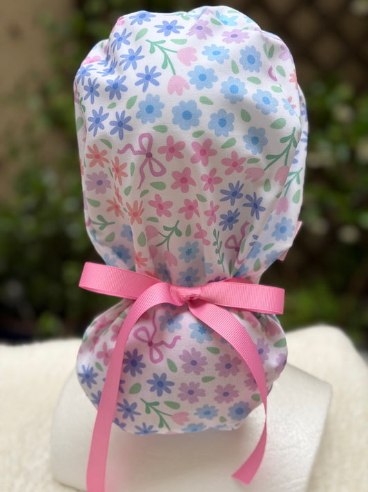 Spring Coquette Ponytail Scrub Cap (Copy)