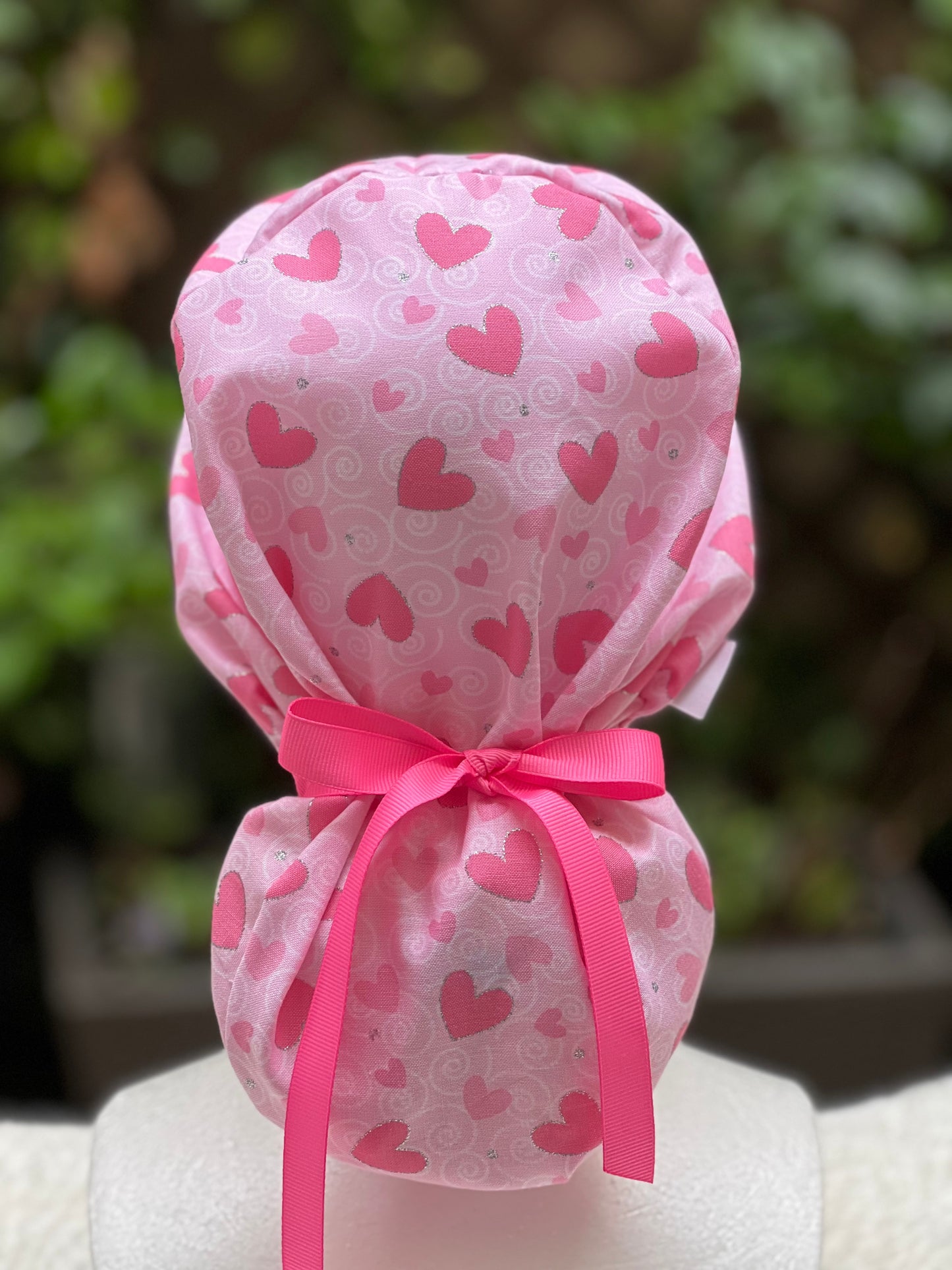 Pink Hearts Valentines scrub cap