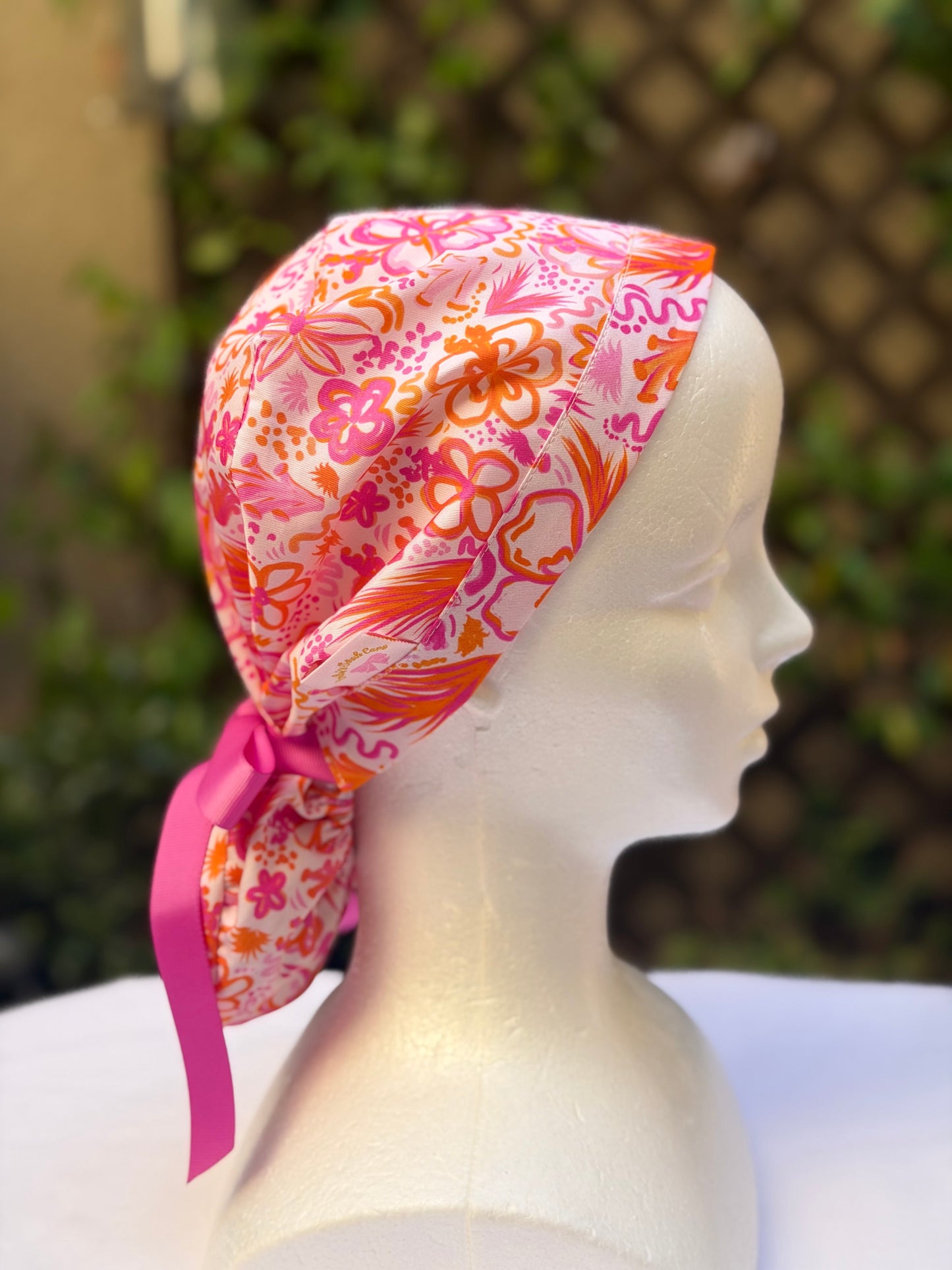 Summer preppy Ponytail Scrub Cap