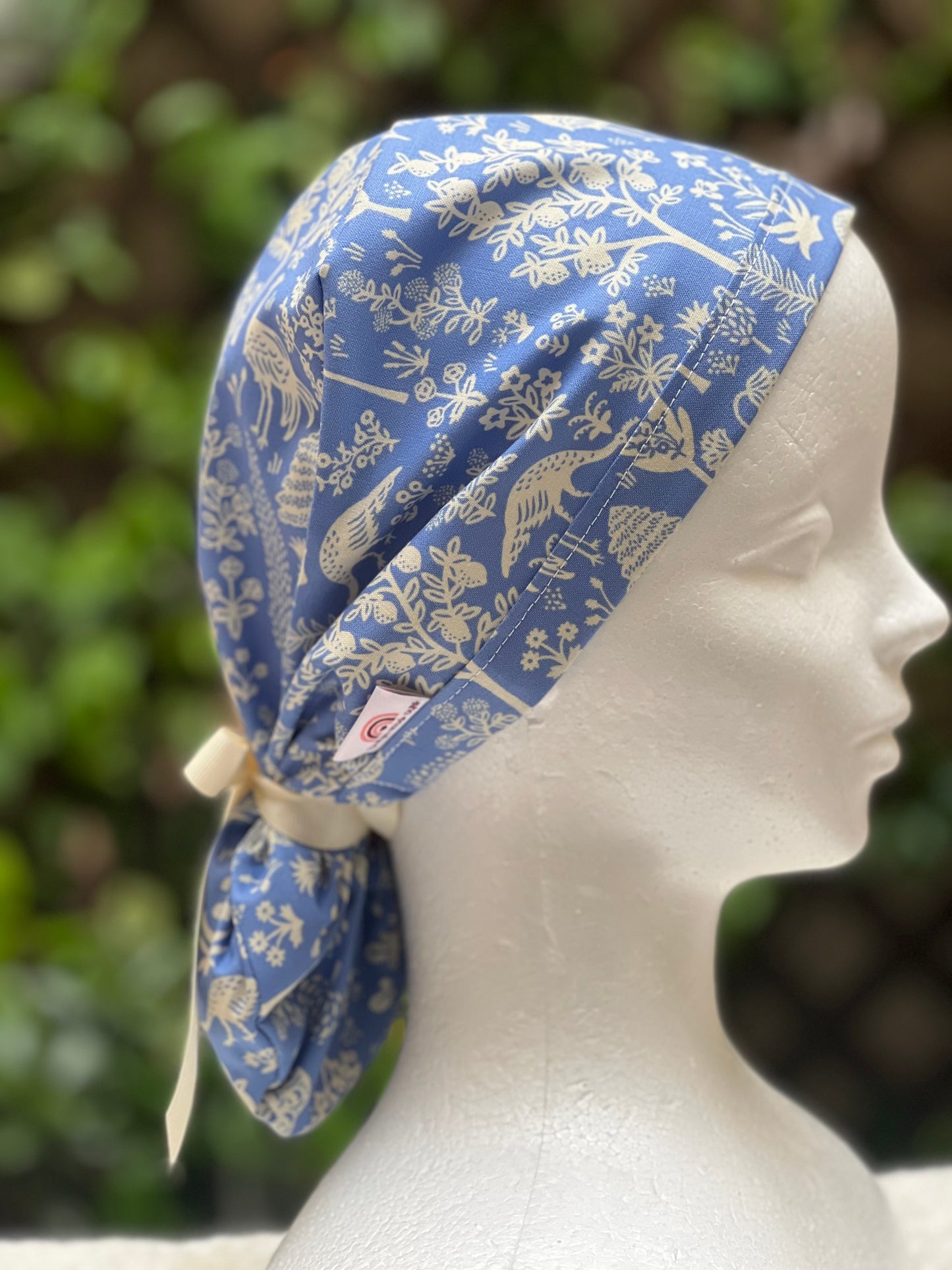 Kara ponytail scrub cap, blue