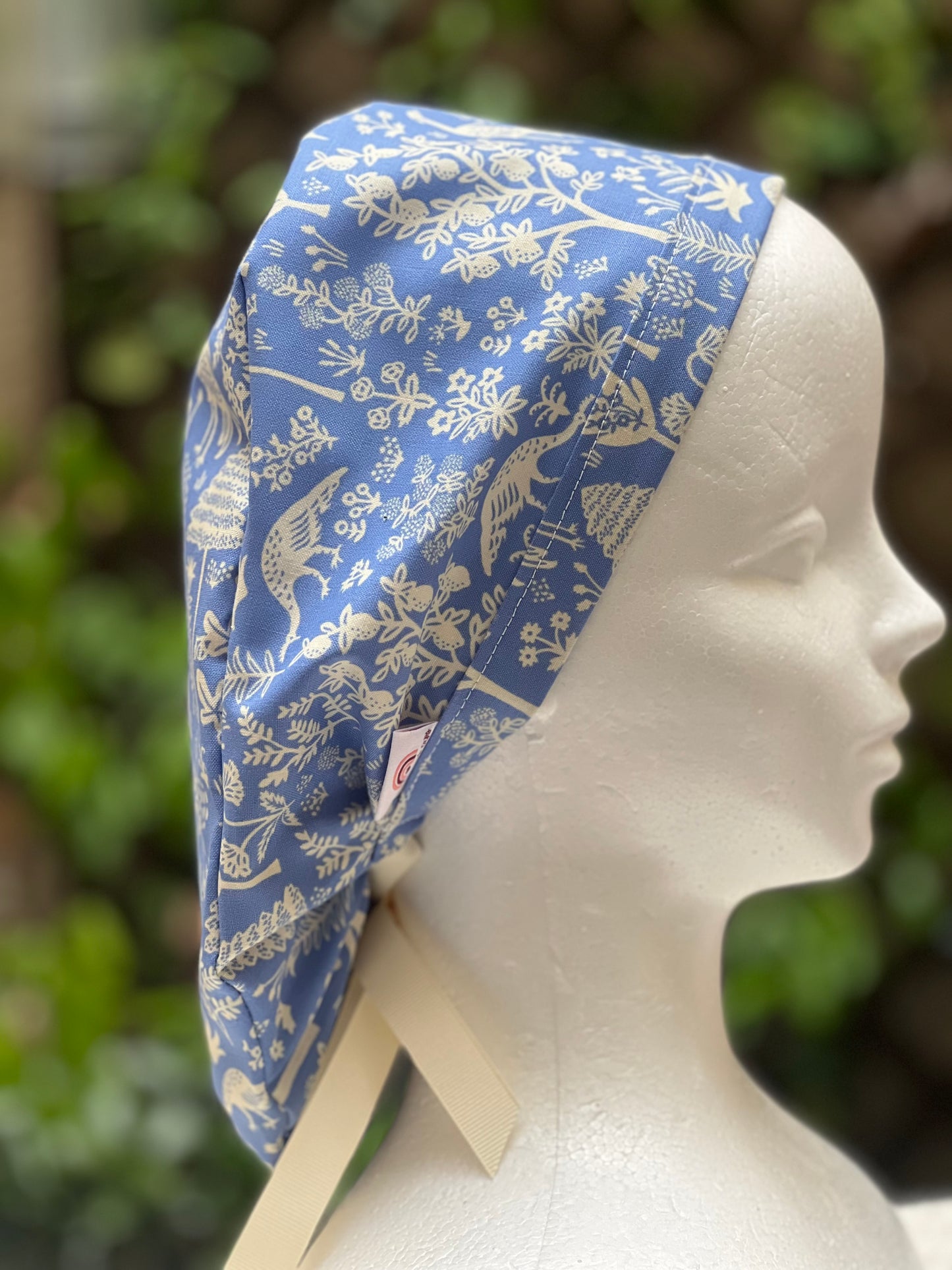 Kara ponytail scrub cap, blue