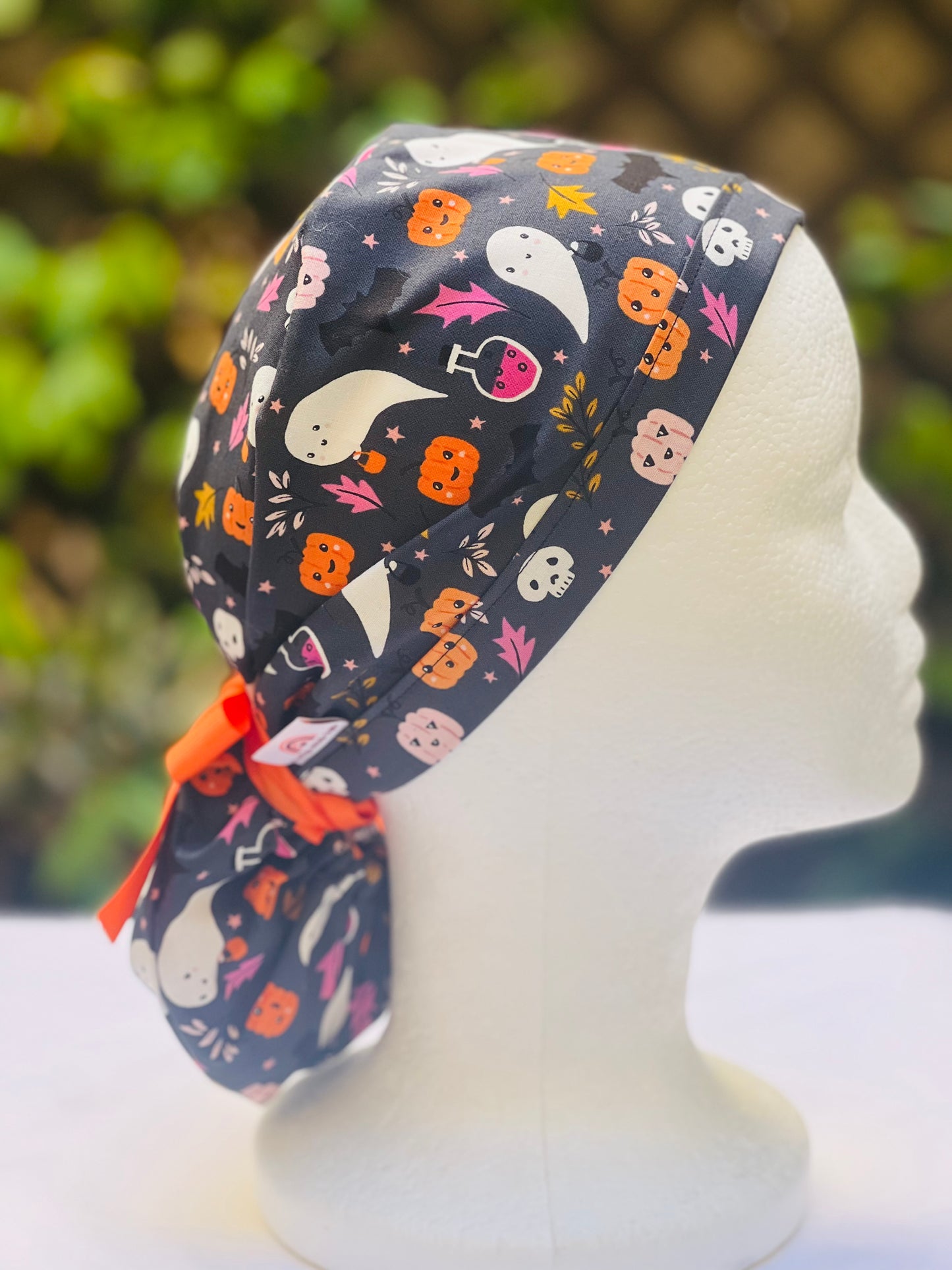 Cute ghost Ponytail scrub cap