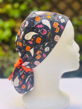 Load image into Gallery viewer, Cute ghost Ponytail scrub cap

