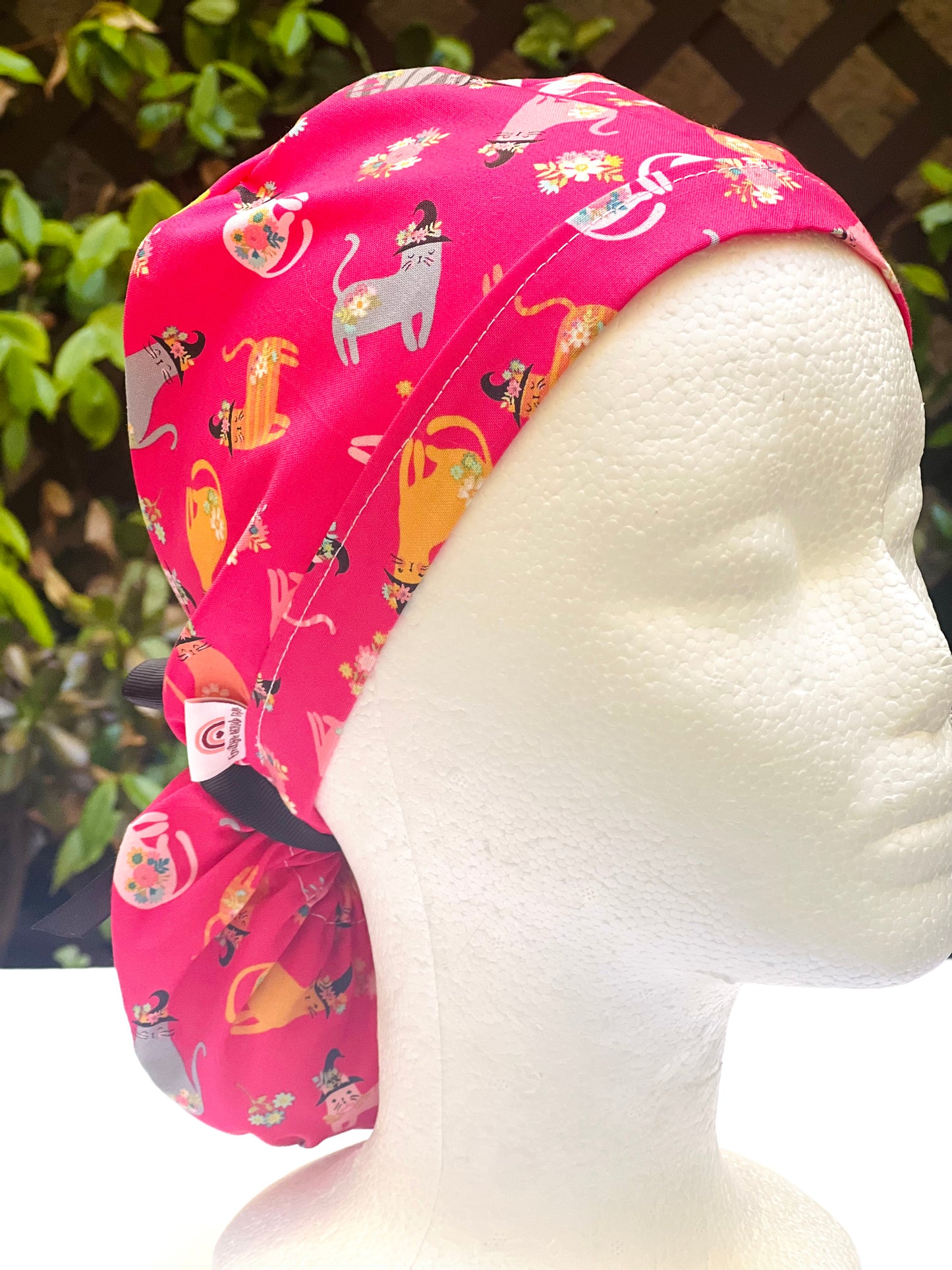 halloween kitty Ponytail scrub cap