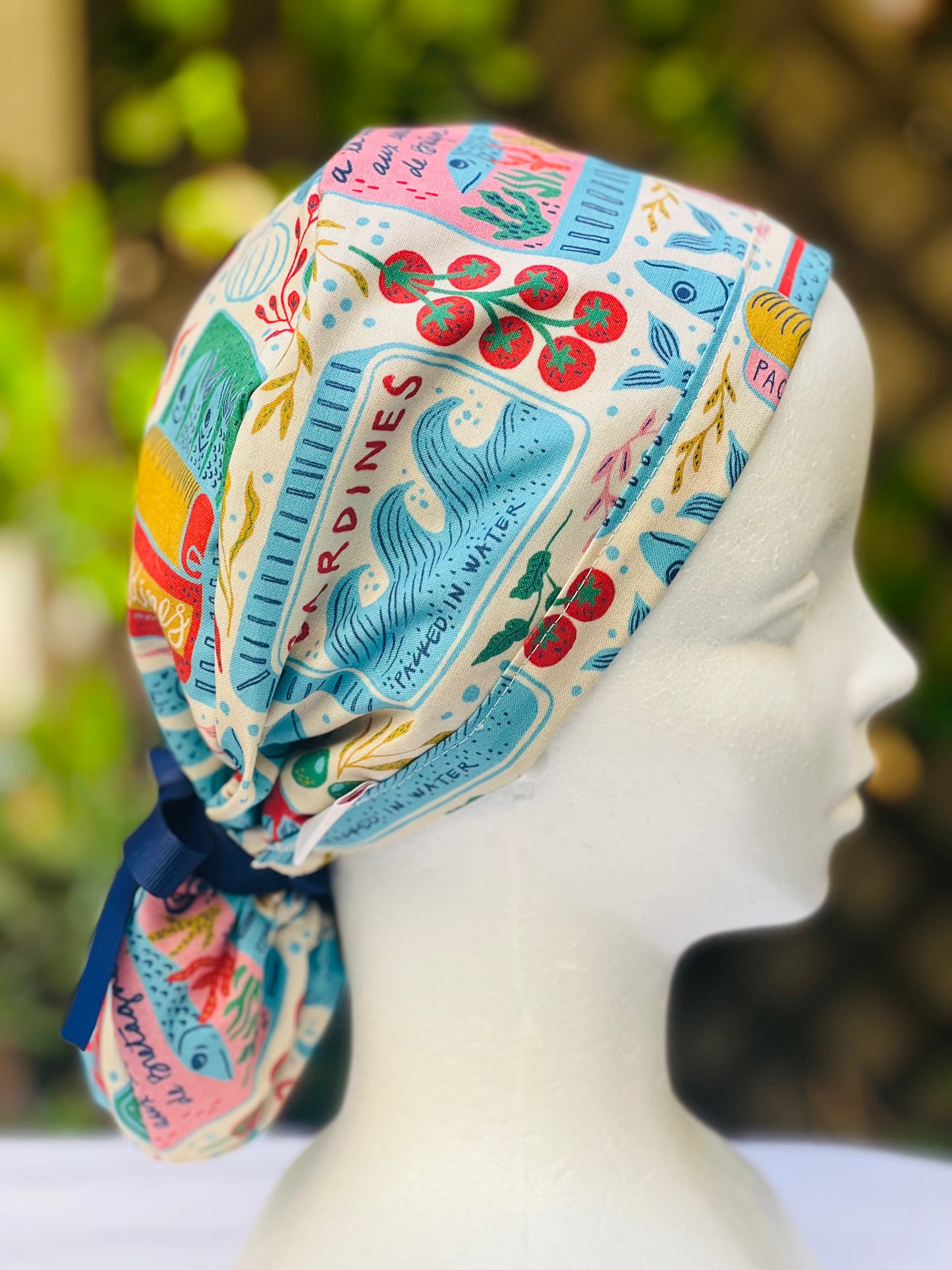 Sardines Ponytail Scrub Cap
