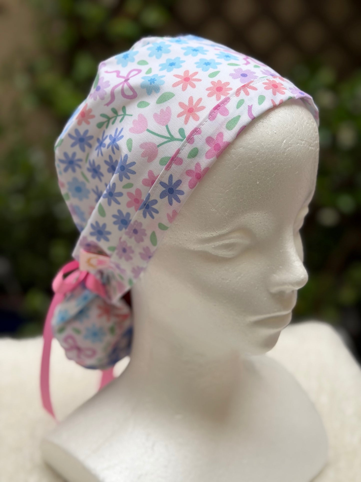 Spring Coquette Ponytail Scrub Cap (Copy)