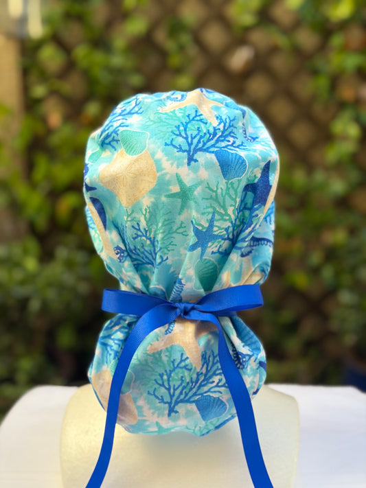 Sealife Ponytail Scrub Cap