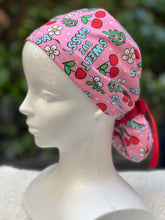 Load image into Gallery viewer, Pink Sweet but Sassy Ponytail Scrub Cap
