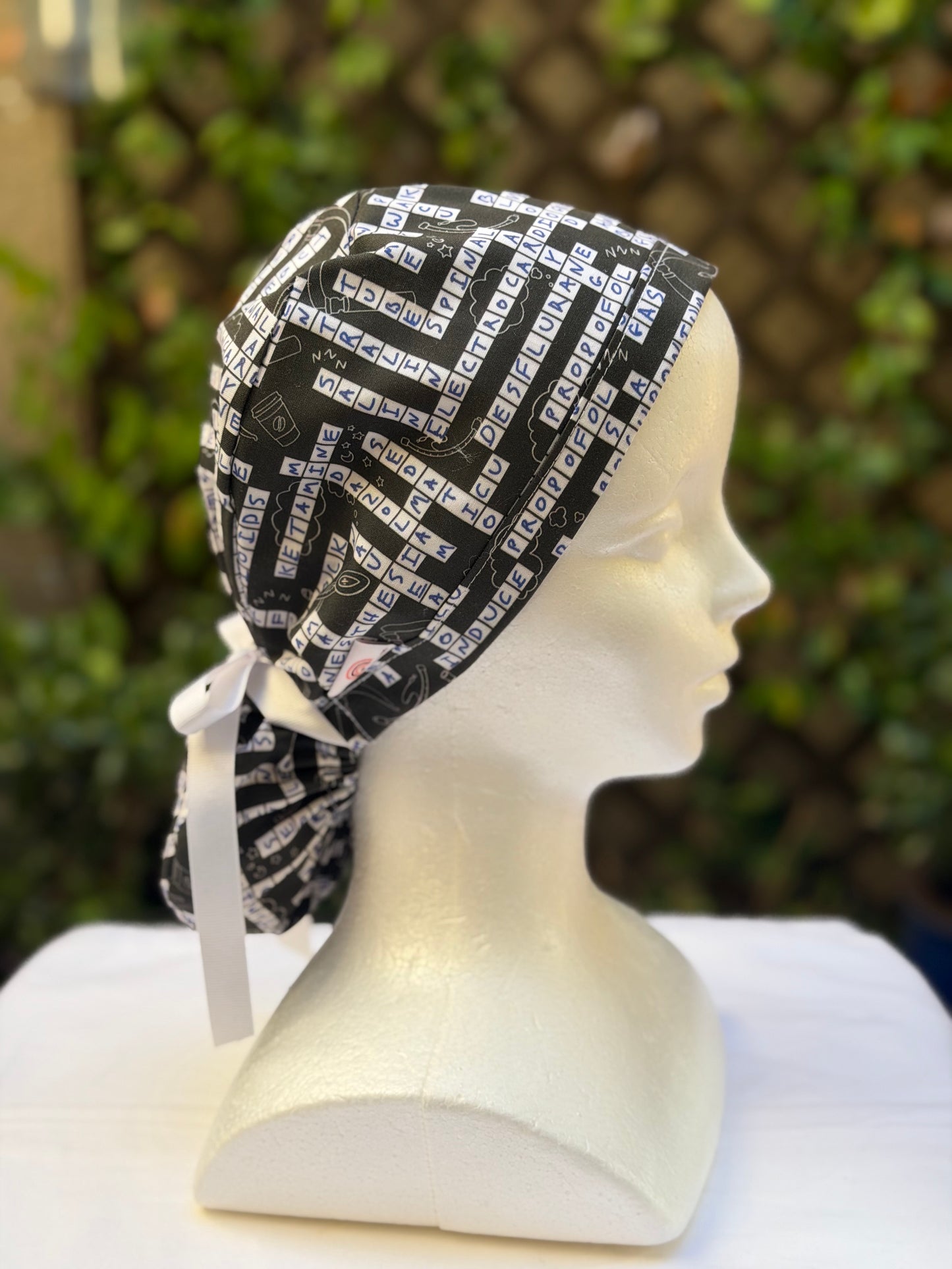 Anesthesia puzzle Ponytail Scrub Cap