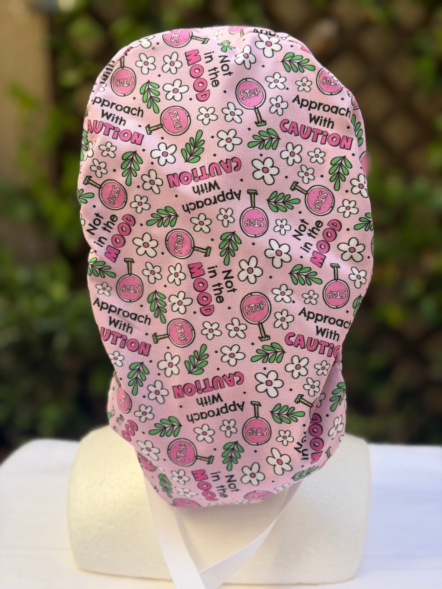 Approach with Caution Ponytail Scrub Cap