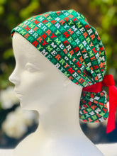 Load image into Gallery viewer, Merry Green ponytail scrub cap
