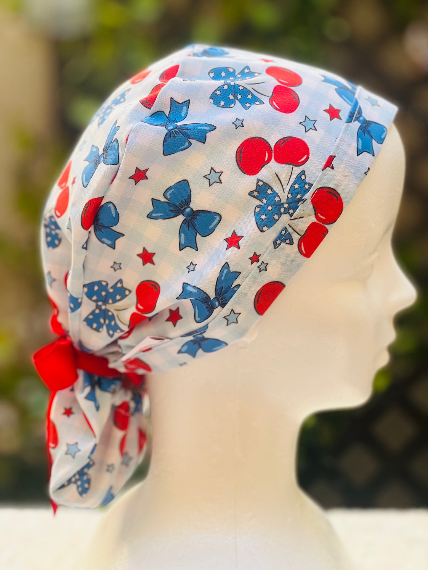Blue bow scrub Cap