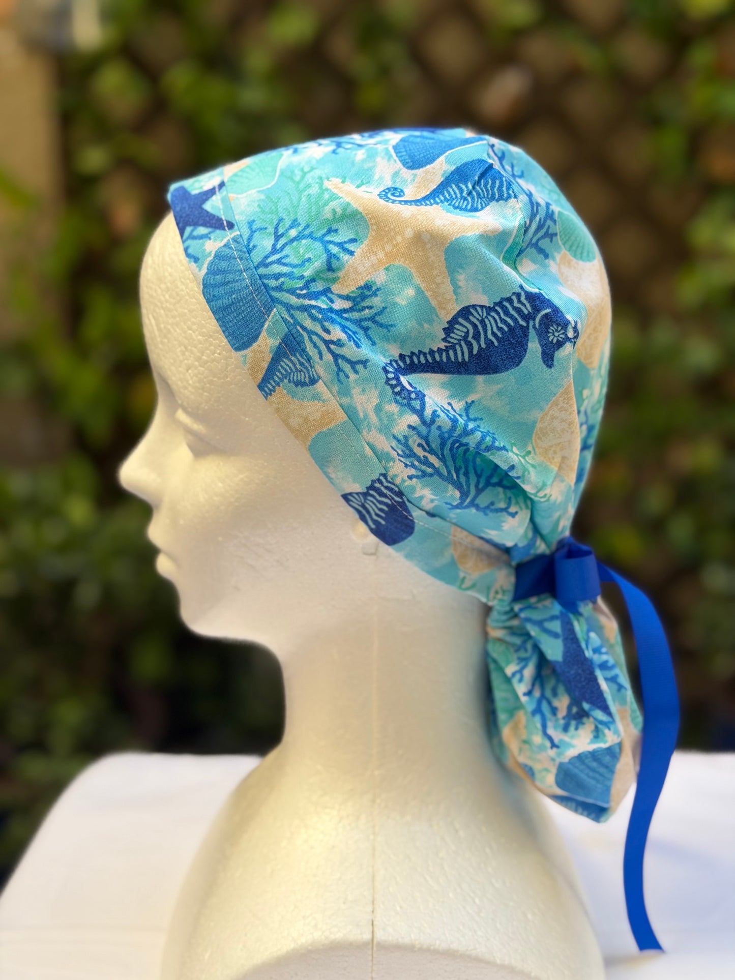 Sealife Ponytail Scrub Cap