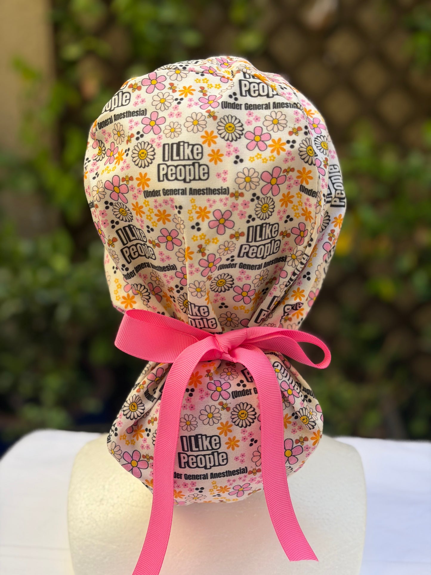 I like people Ponytail Scrub Cap