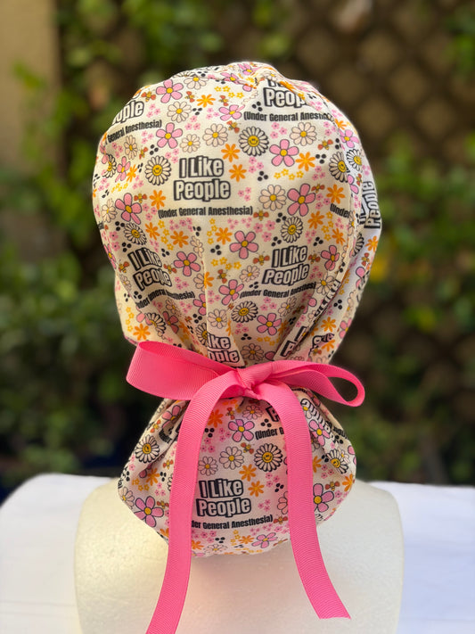 I like people Ponytail Scrub Cap