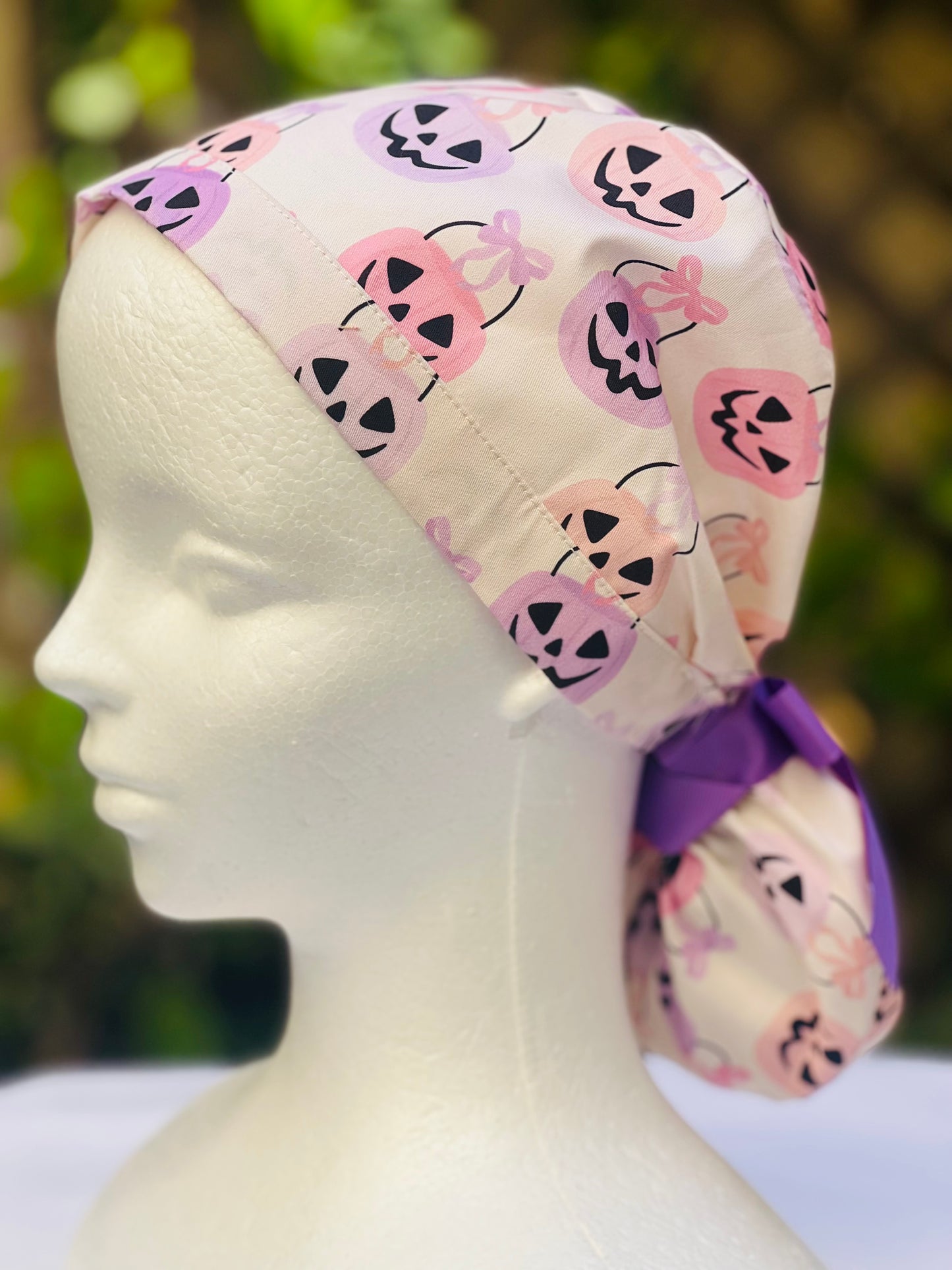 Trick or treat bag Ponytail Scrub Cap