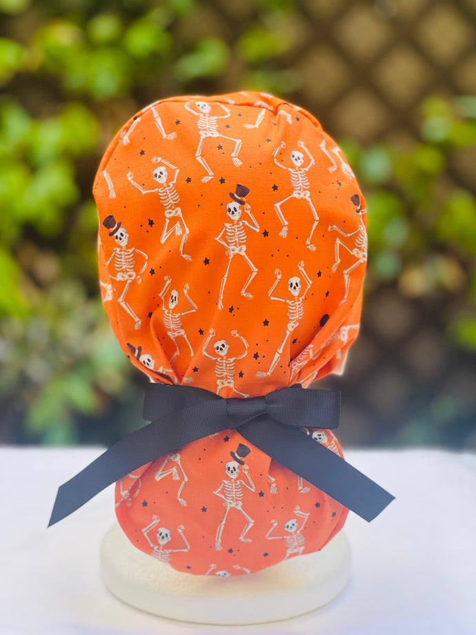 Dancing skeleton Ponytail scrub cap