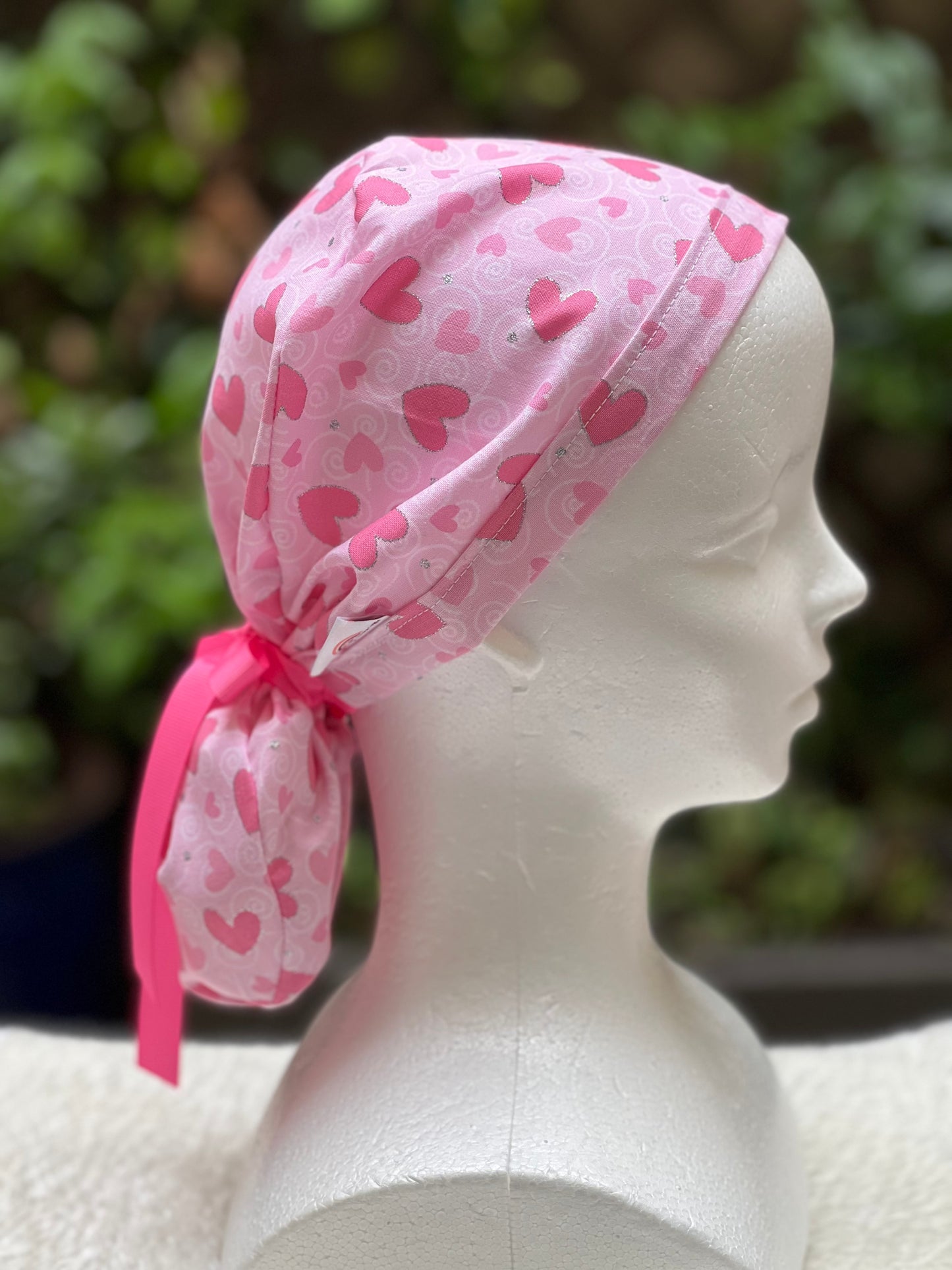 Pink Hearts Valentines scrub cap