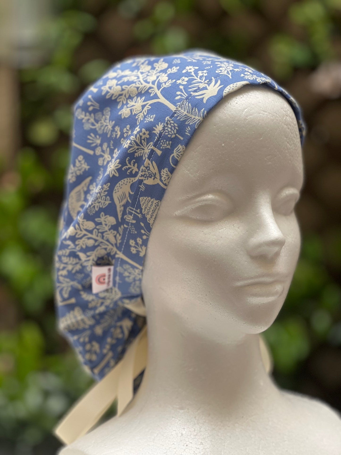 Kara ponytail scrub cap, blue