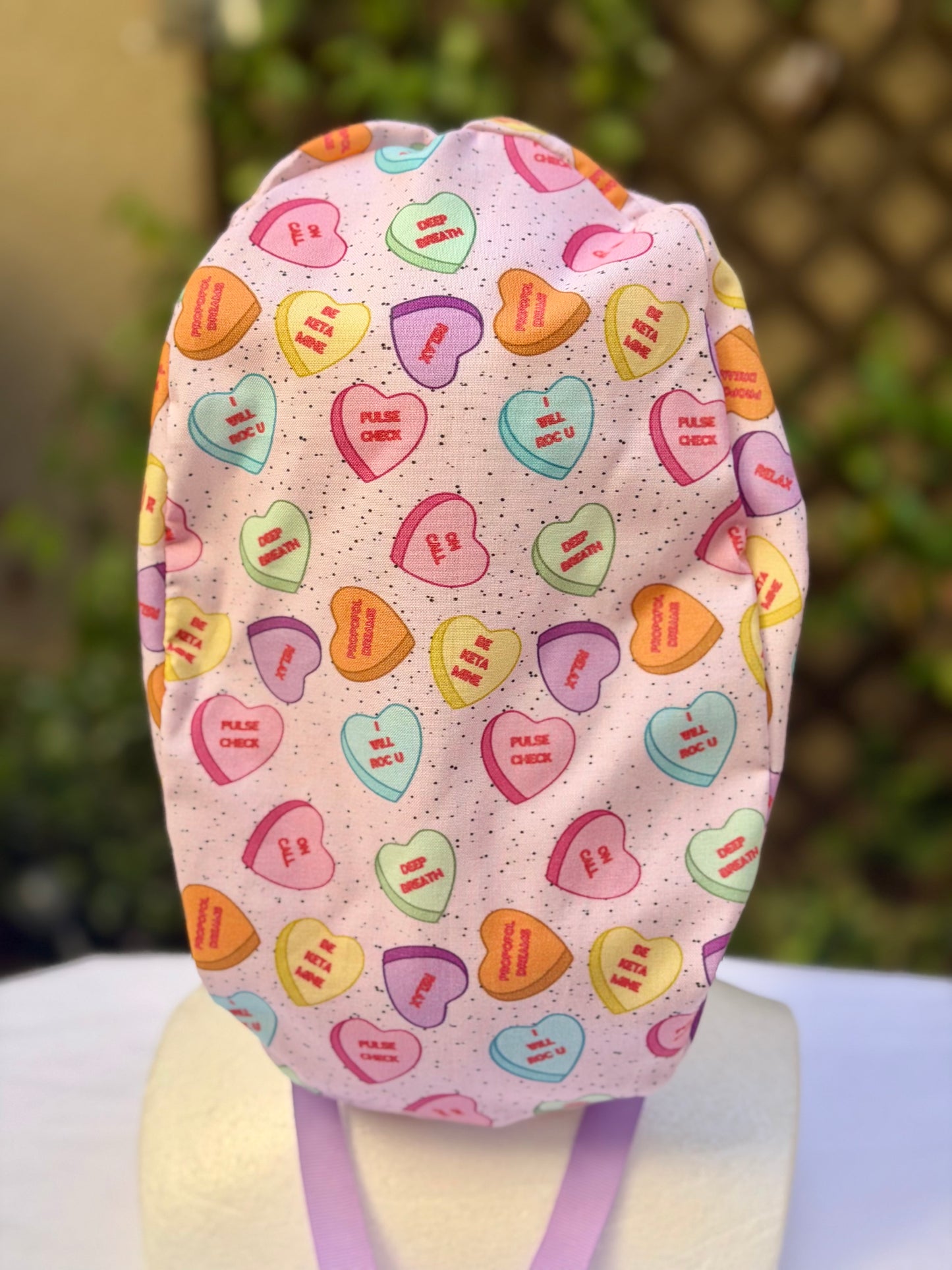 Anesthesia Valentine Ponytail Scrub Cap