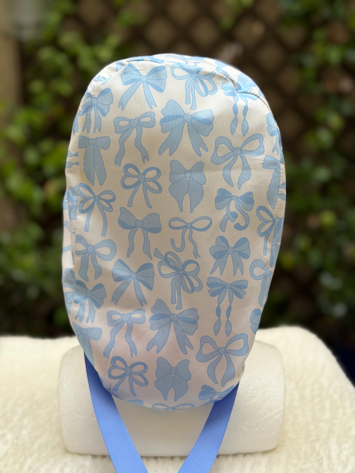 Blue bow Ponytail Scrub Cap