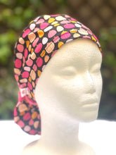 Load image into Gallery viewer, Pink pumpkin in black  Ponytail scrub cap
