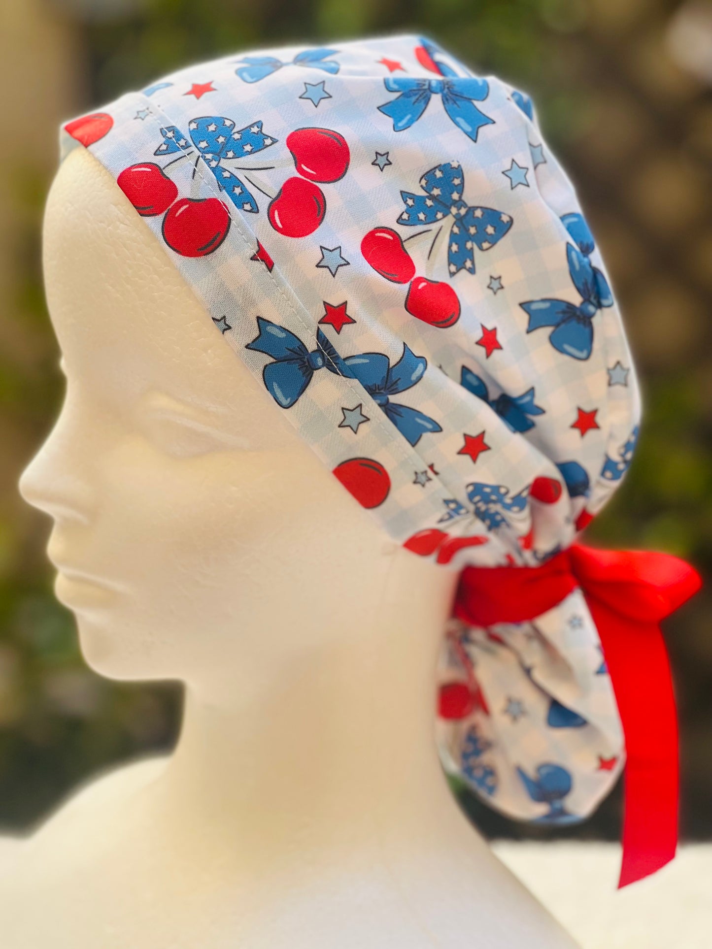 Blue bow scrub Cap
