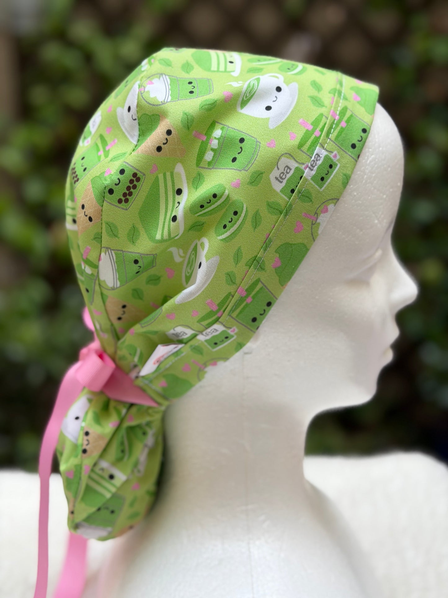 Matcha Green Tea Ponytail Scrub Cap