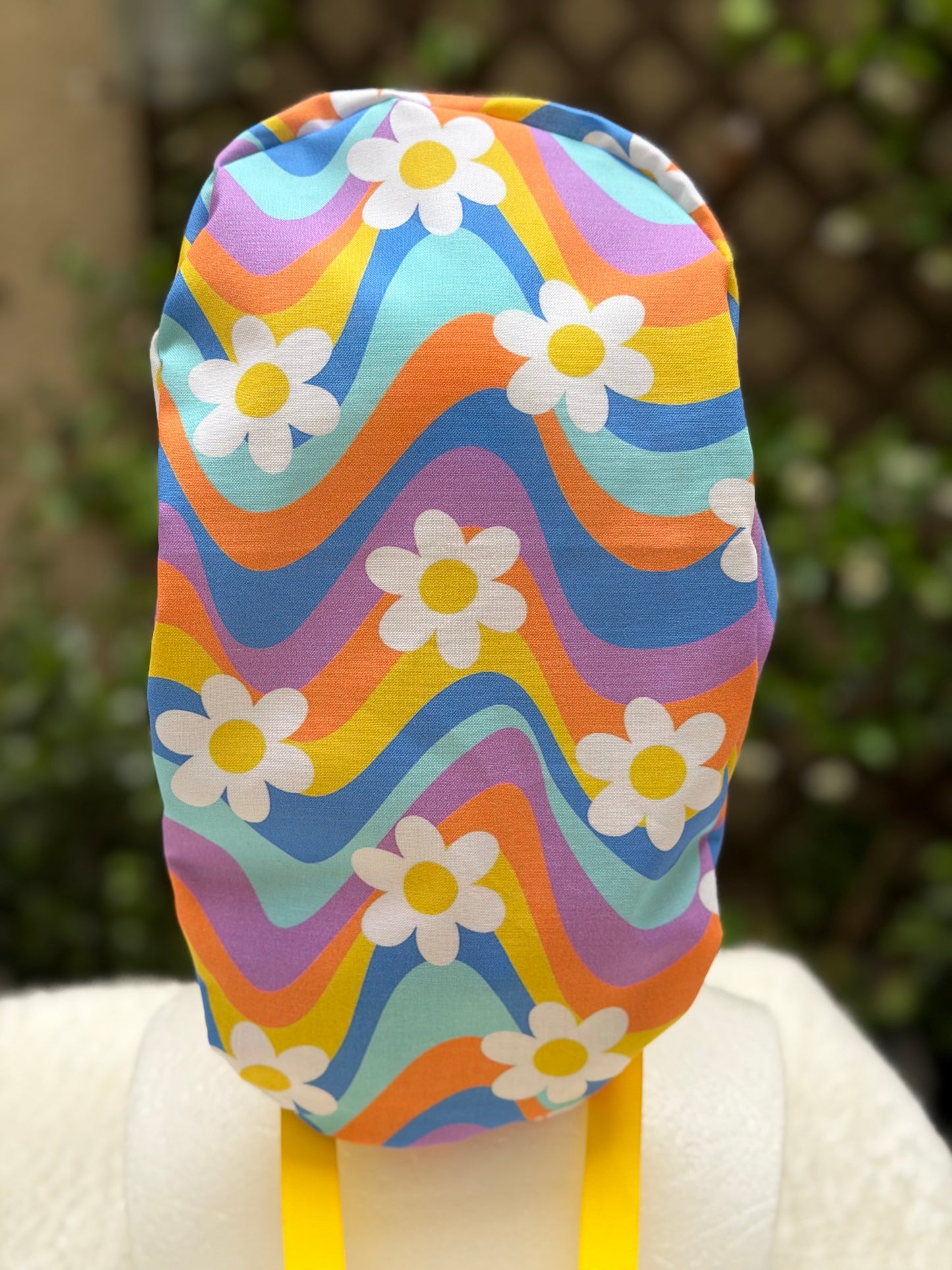 Blue Retro Ponytail Scrub Cap